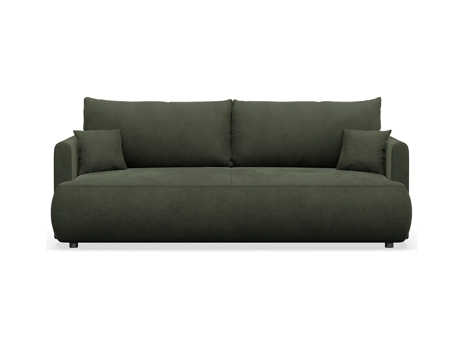 Canapé convertible 3 places – velours Easy-Clean – vert olive – OVO MINI