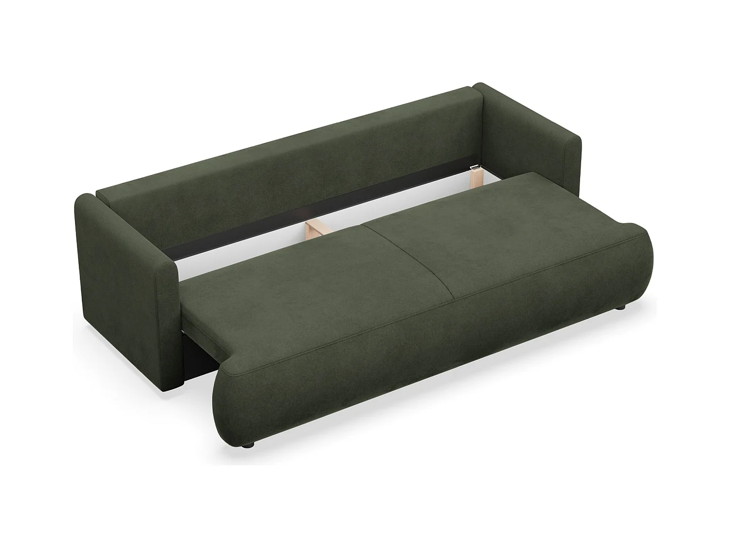 Canapé convertible 3 places – velours Easy-Clean – vert olive – OVO MINI