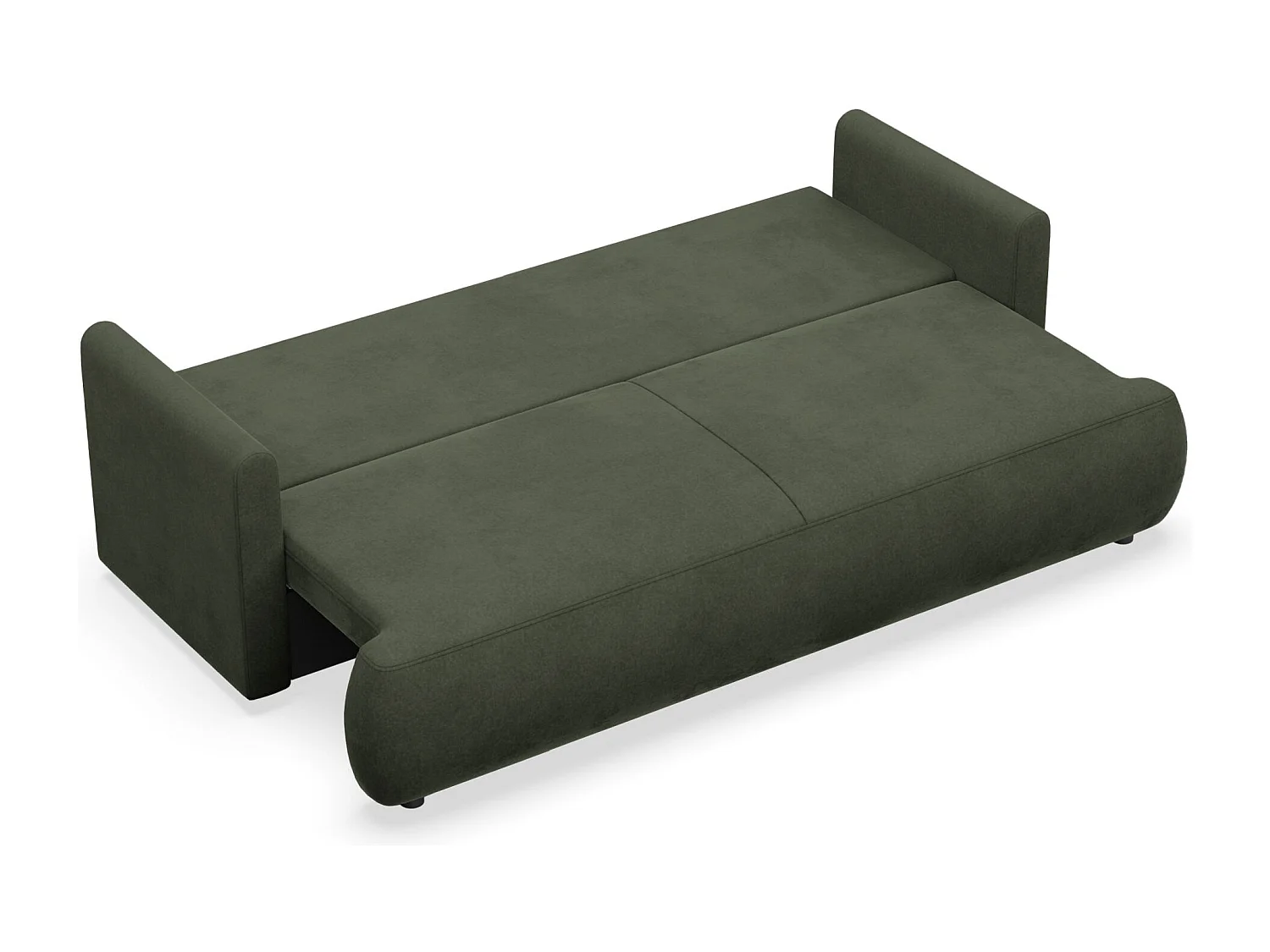 3-Sitzer Schlafsofa mit Bettkasten, Velours Easy-Clean, olivgrün - OVO MINI