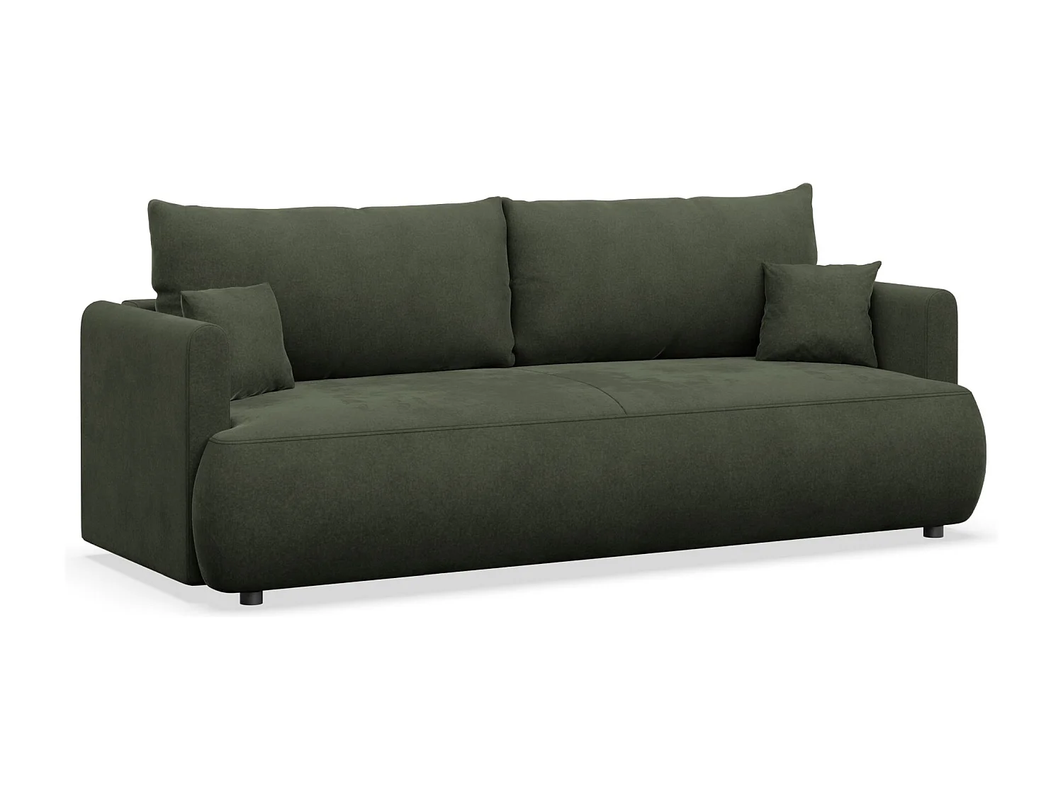 3-Sitzer Schlafsofa mit Bettkasten, Velours Easy-Clean, olivgrün - OVO MINI