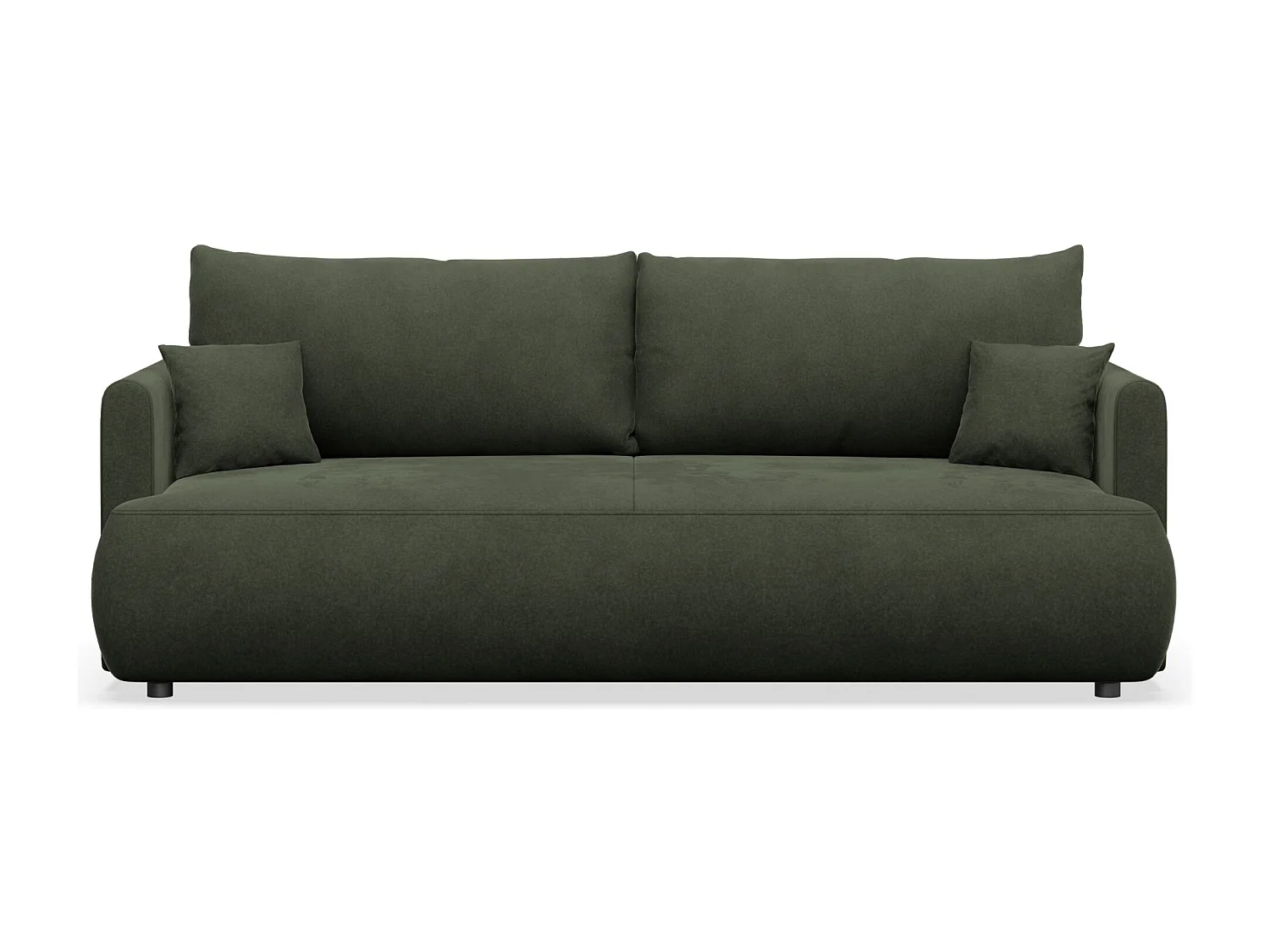 3-Sitzer Schlafsofa mit Bettkasten, Velours Easy-Clean, olivgrün - OVO MINI