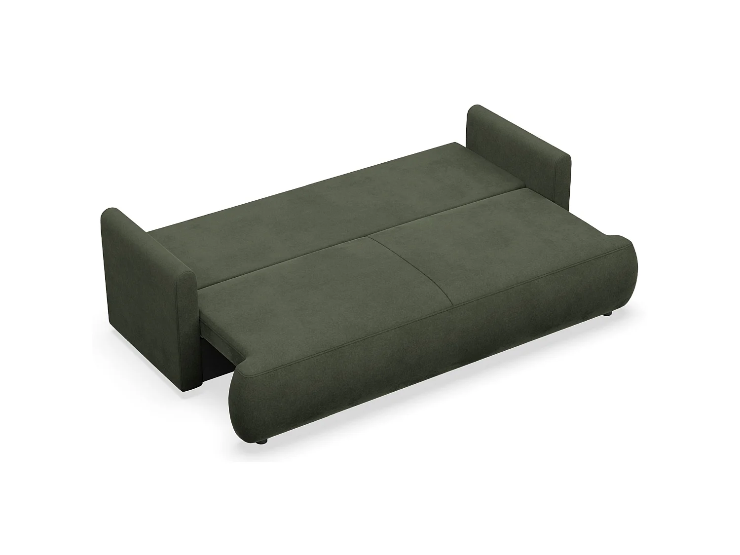 Canapé convertible 3 places – velours Easy-Clean – vert olive – OVO MINI