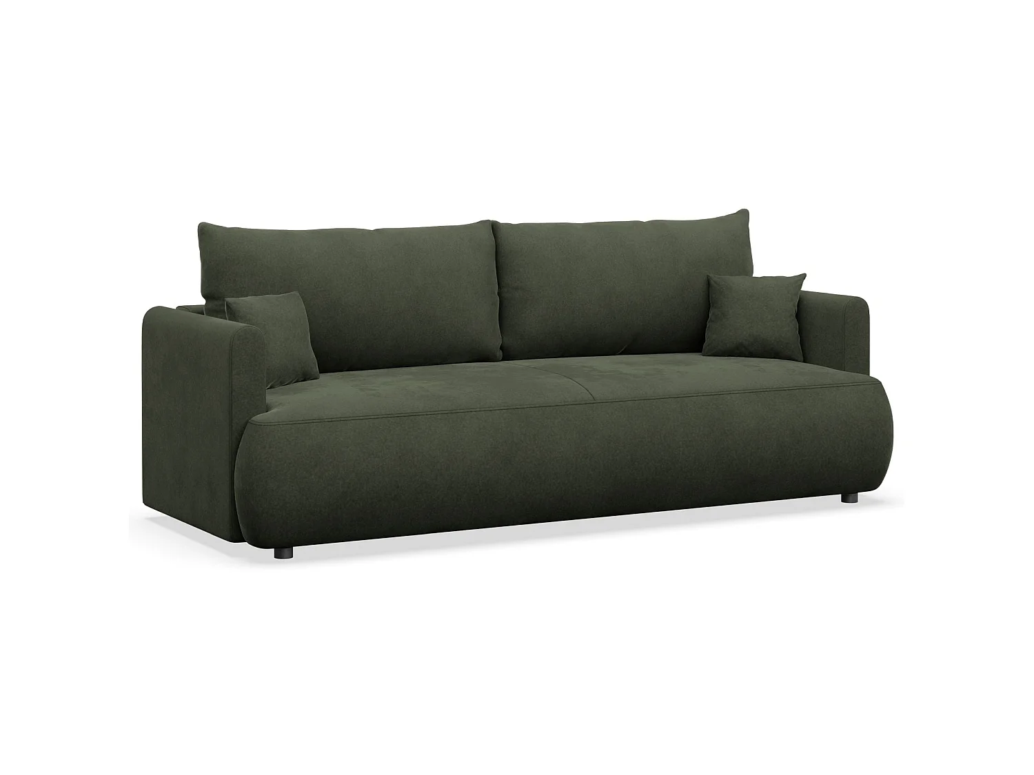 Canapé convertible 3 places – velours Easy-Clean – vert olive – OVO MINI