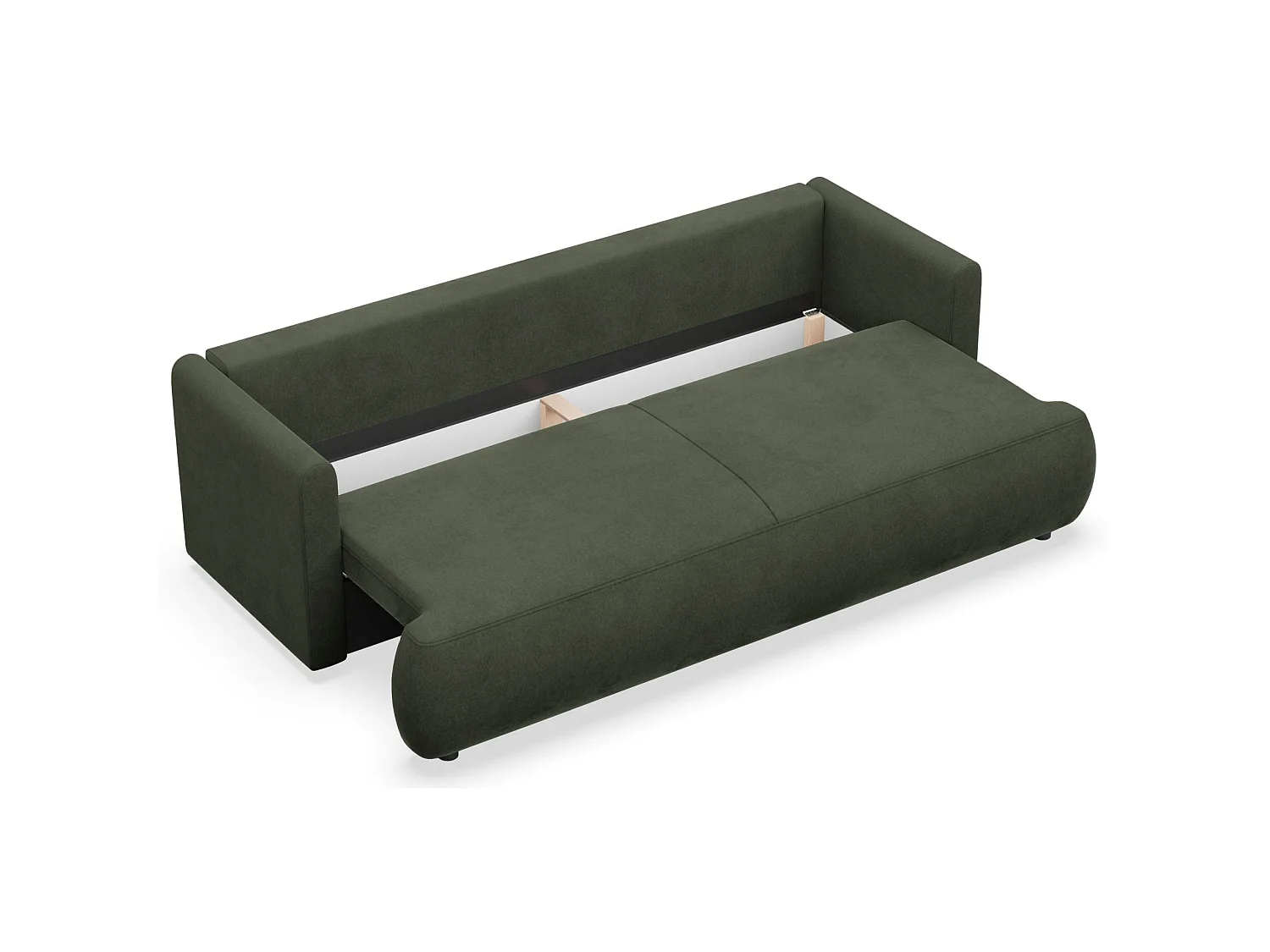 Canapé convertible 3 places – velours Easy-Clean – vert olive – OVO MINI