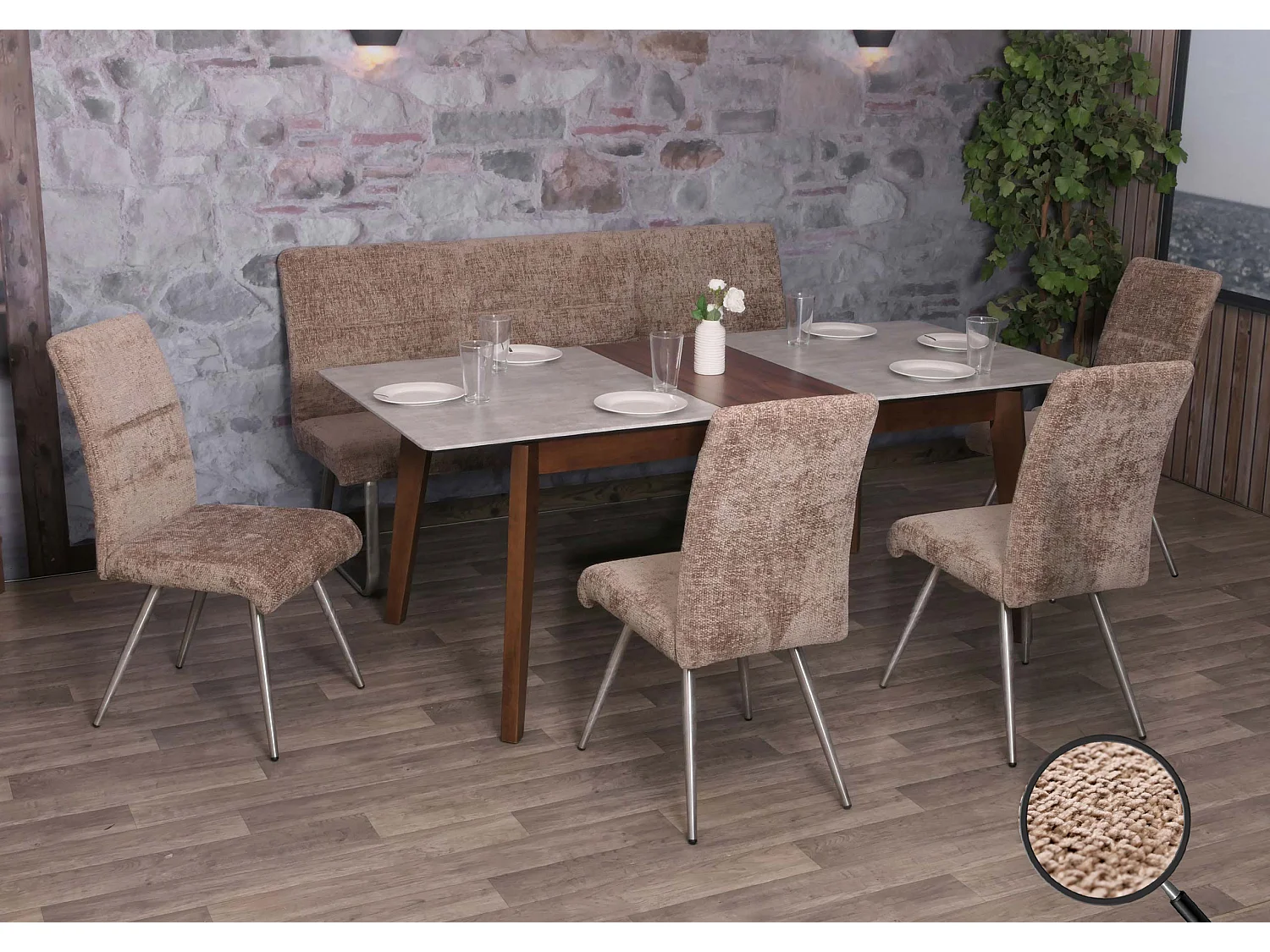 Juego de comedor MCW-G55 (5 piezas),  marrón