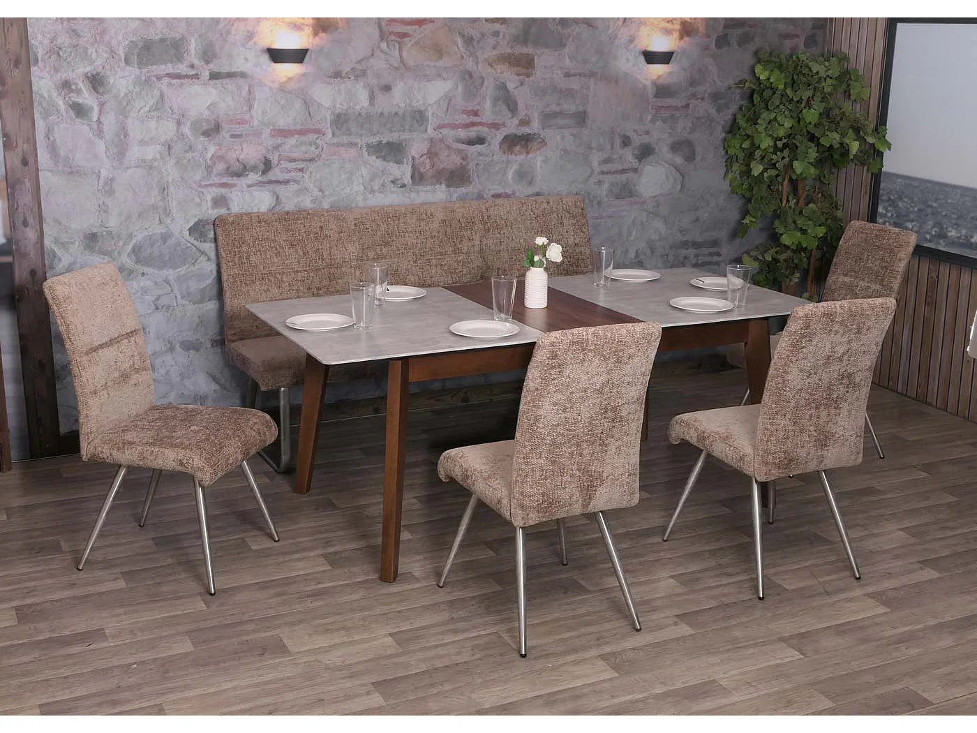 Juego de comedor MCW-G55 (5 piezas),  marrón