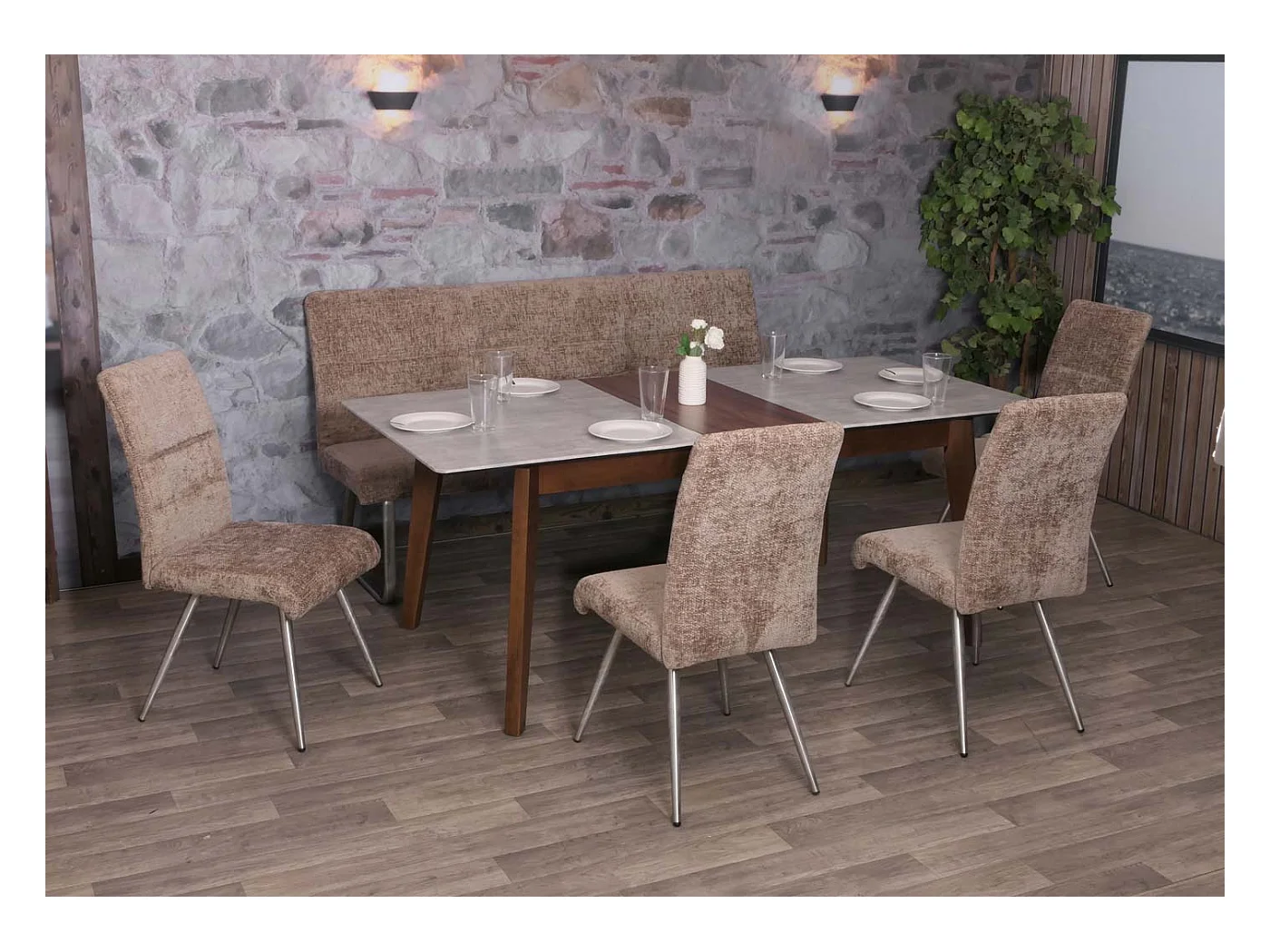 Ensemble de salle à manger MCW-G55 (5 pièces),  brun