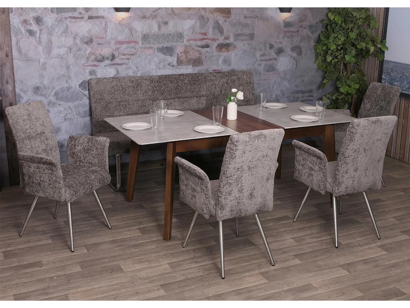 Conjunto de sala de jantar MCW-G55 (5 peças),  cinzento escuro