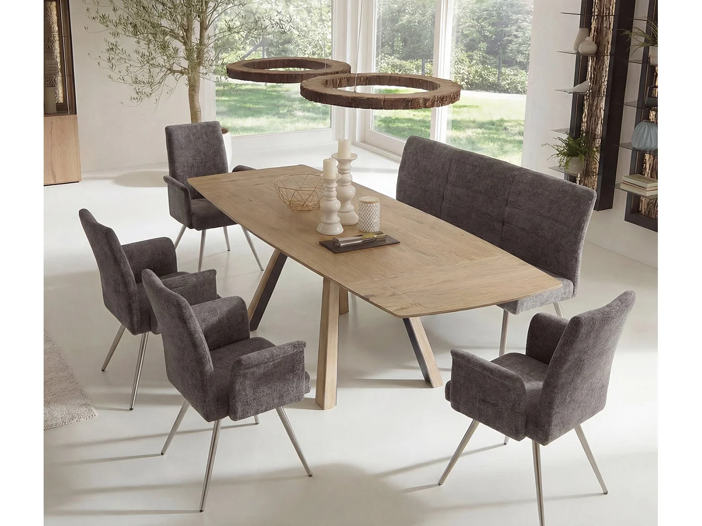 Ensemble de salle à manger MCW-G55 (5 pièces),  gris foncé