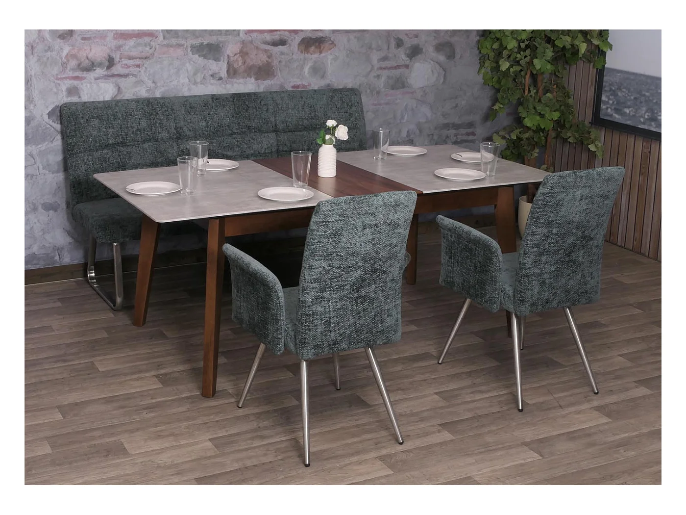 Eetkamer set MCW-G55 (3-delig),  blauwgroen