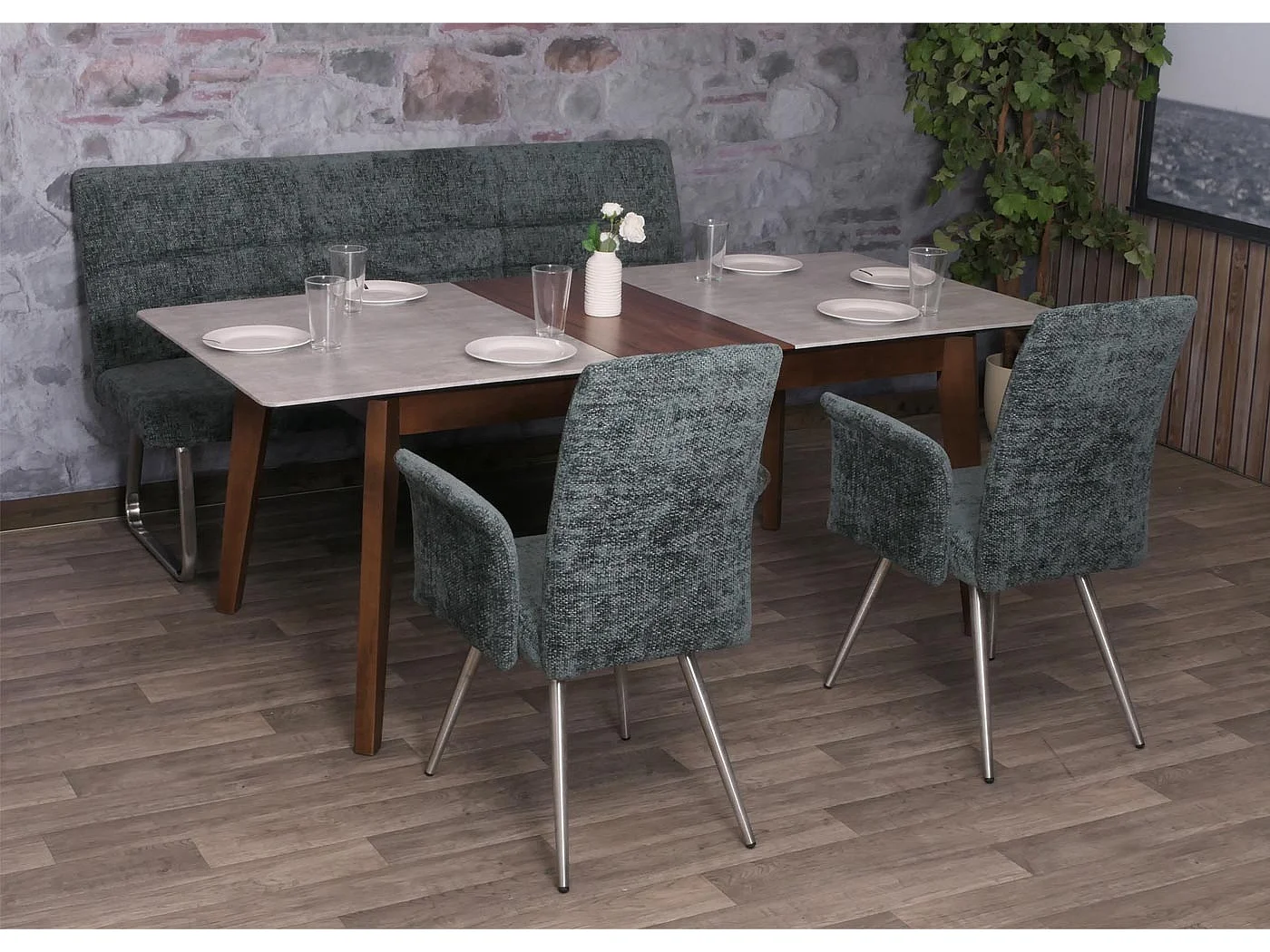 Ensemble de salle à manger MCW-G55 (3 pièces),  bleu-vert