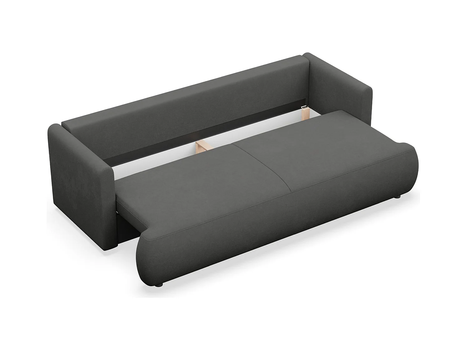 Canapé convertible 3 places – chenille Easy-Clean – gris foncé – OVO MINI