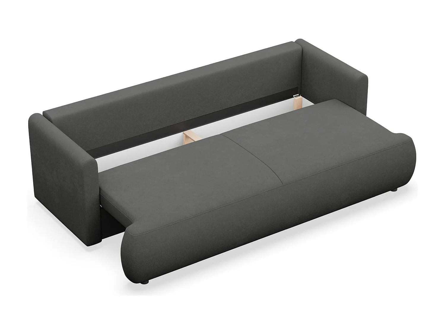 3-Sitzer Schlafsofa mit Bettkasten, Chenille Easy-Clean, dunkelgrau - OVO MINI