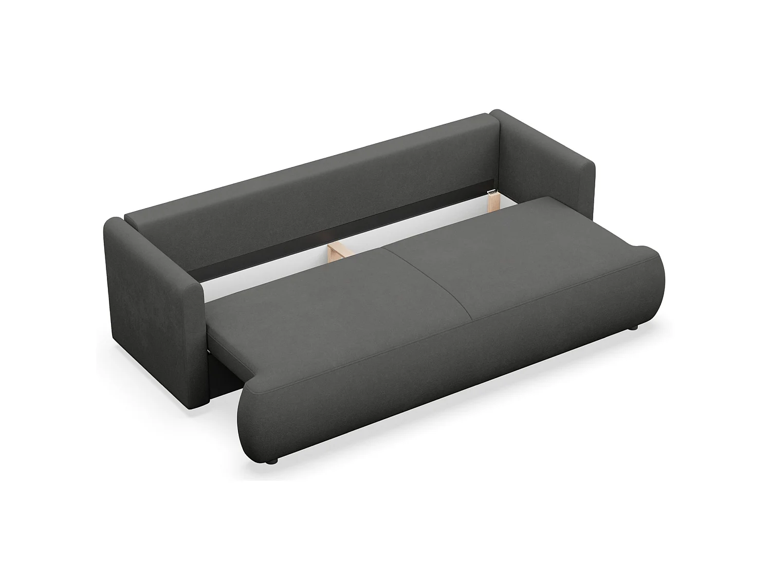 Canapé convertible 3 places – chenille Easy-Clean – gris foncé – OVO MINI