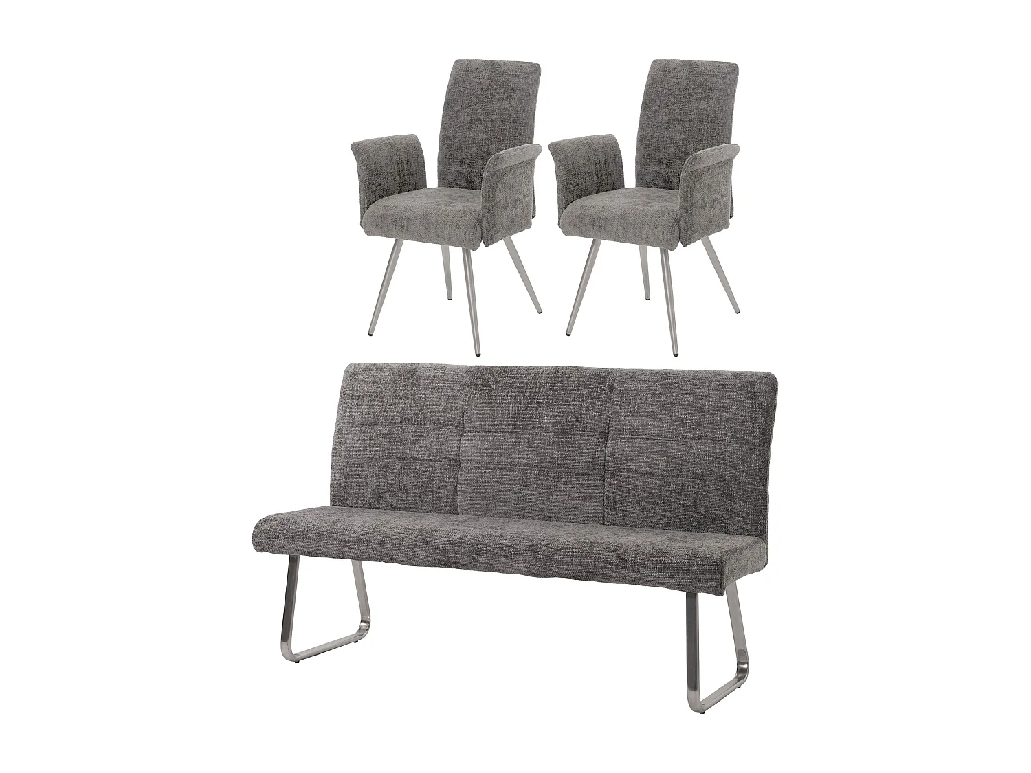 Juego de comedor MCW-G55 (3 piezas),  gris oscuro