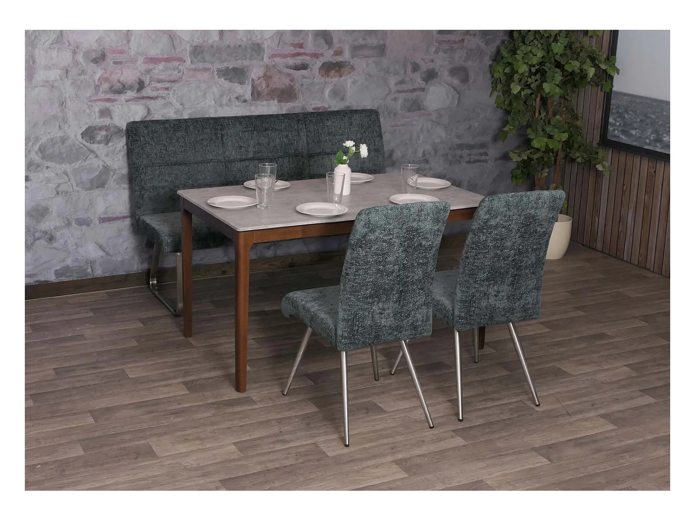 Conjunto de sala de jantar MCW-G55 (3 peças),  azul-verde