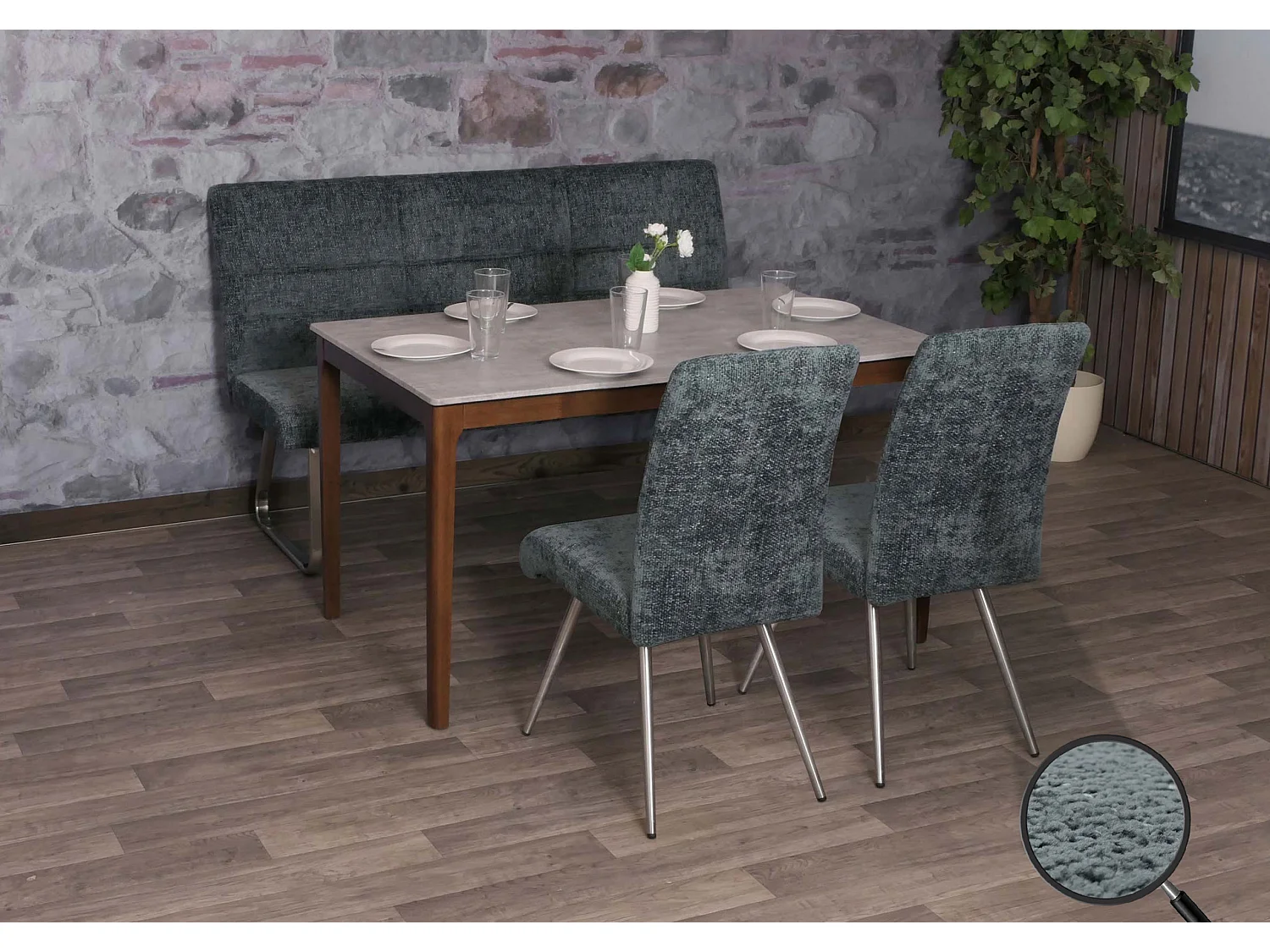 Conjunto de sala de jantar MCW-G55 (3 peças),  azul-verde