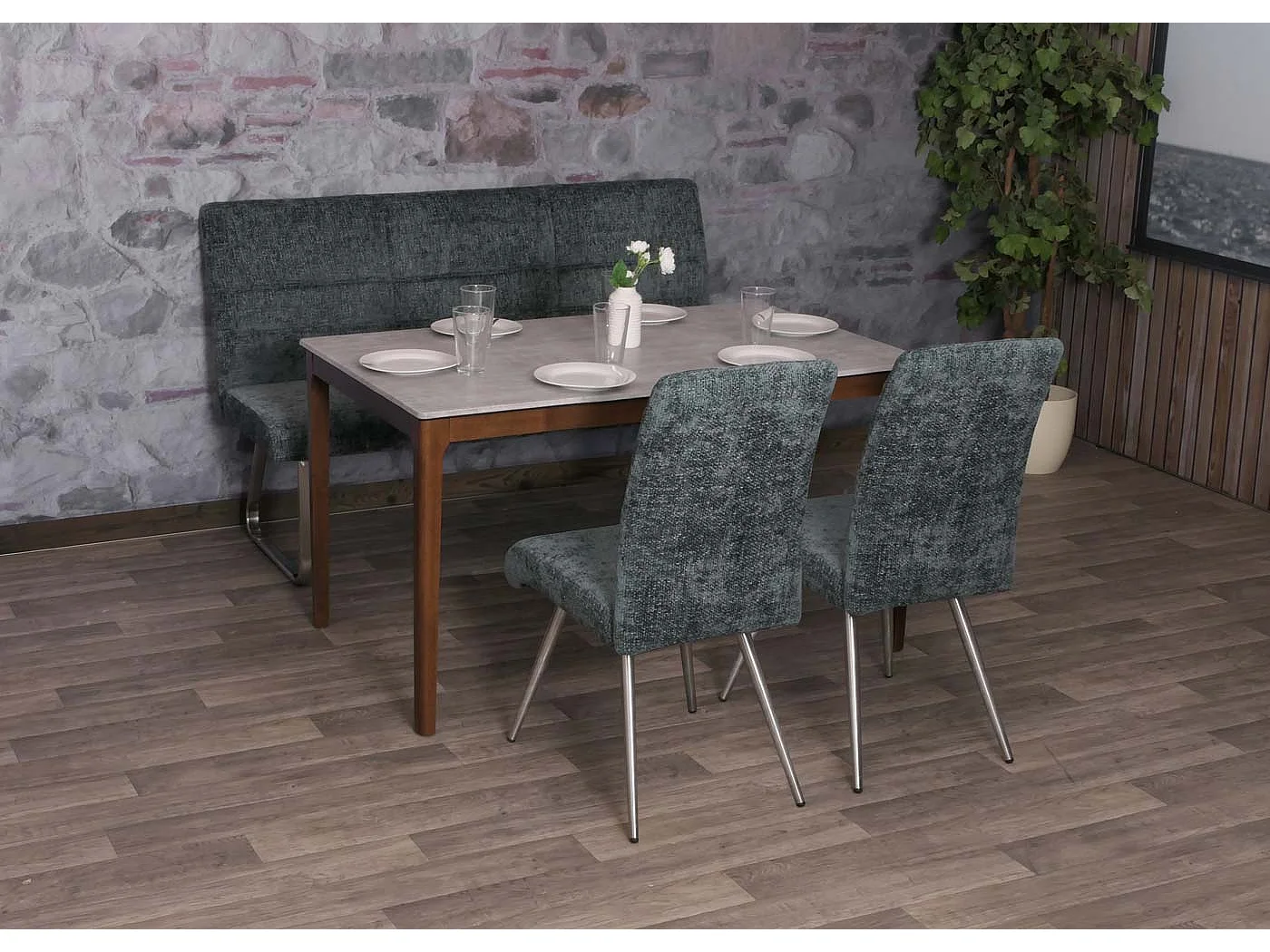 Conjunto de sala de jantar MCW-G55 (3 peças),  azul-verde