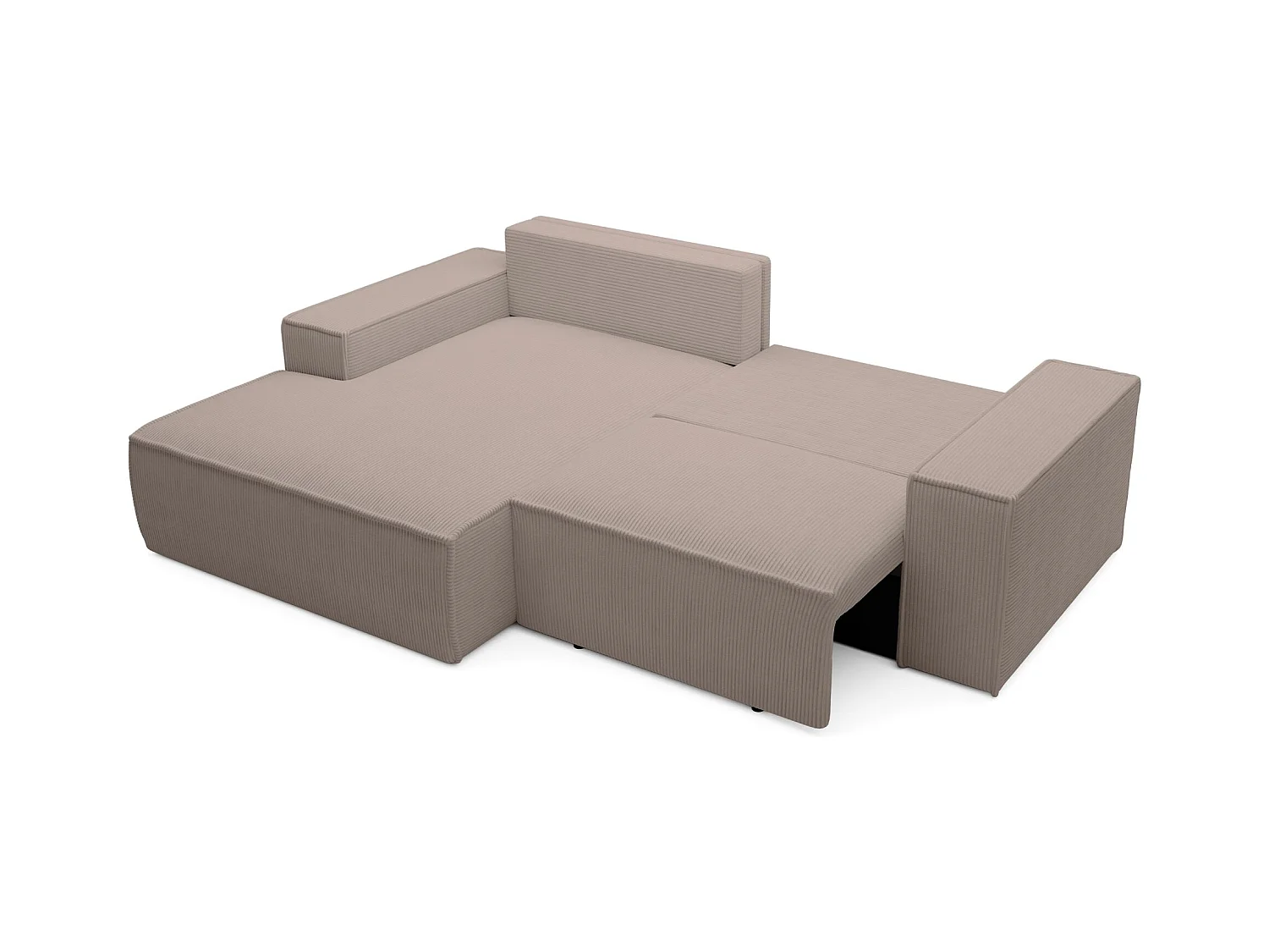 Ecksofa mit Cordbezug – Schlaffunktion und Stauraum – Beige – links – FARESE MINI