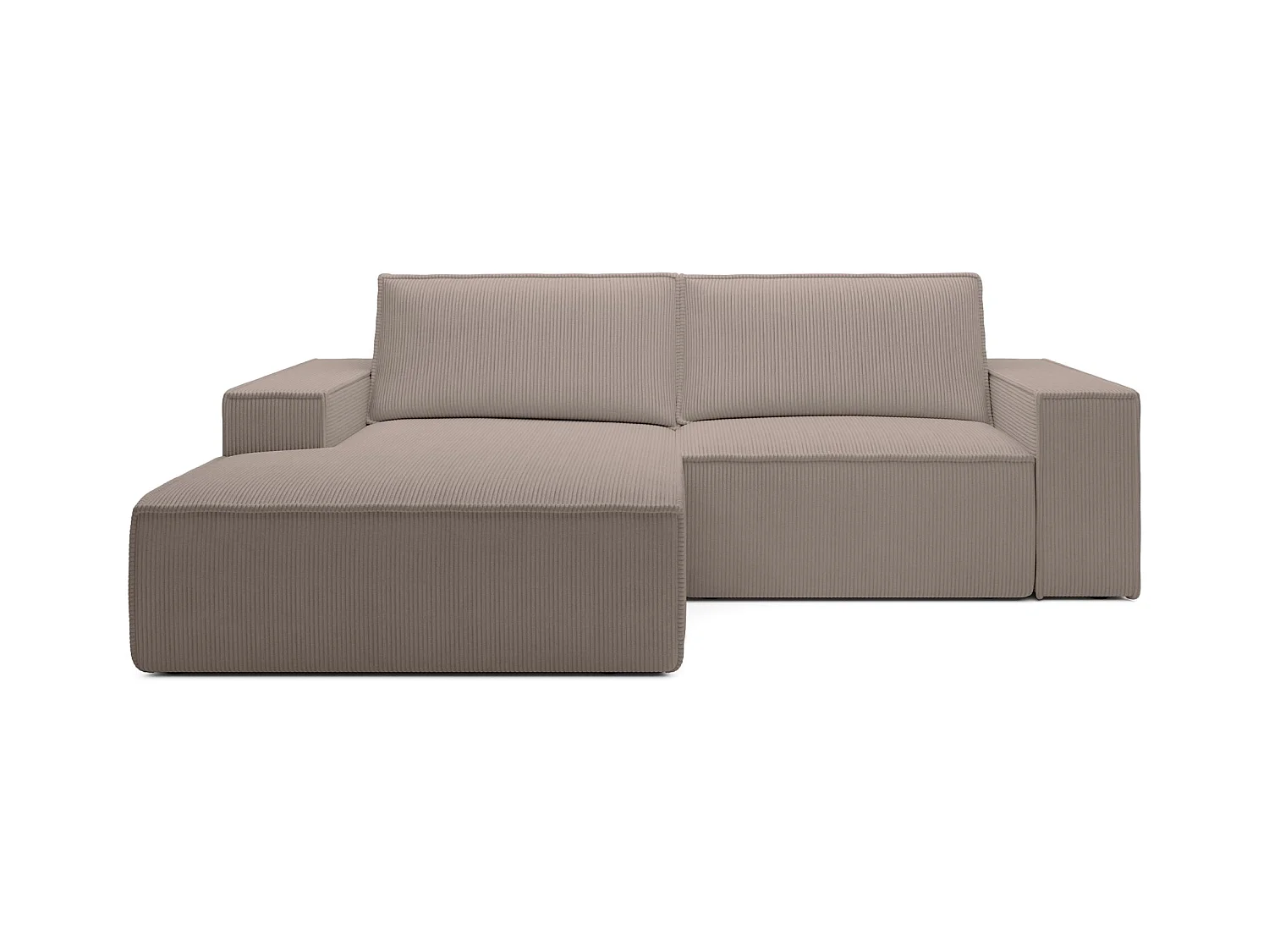 Ecksofa mit Cordbezug – Schlaffunktion und Stauraum – Beige – links – FARESE MINI