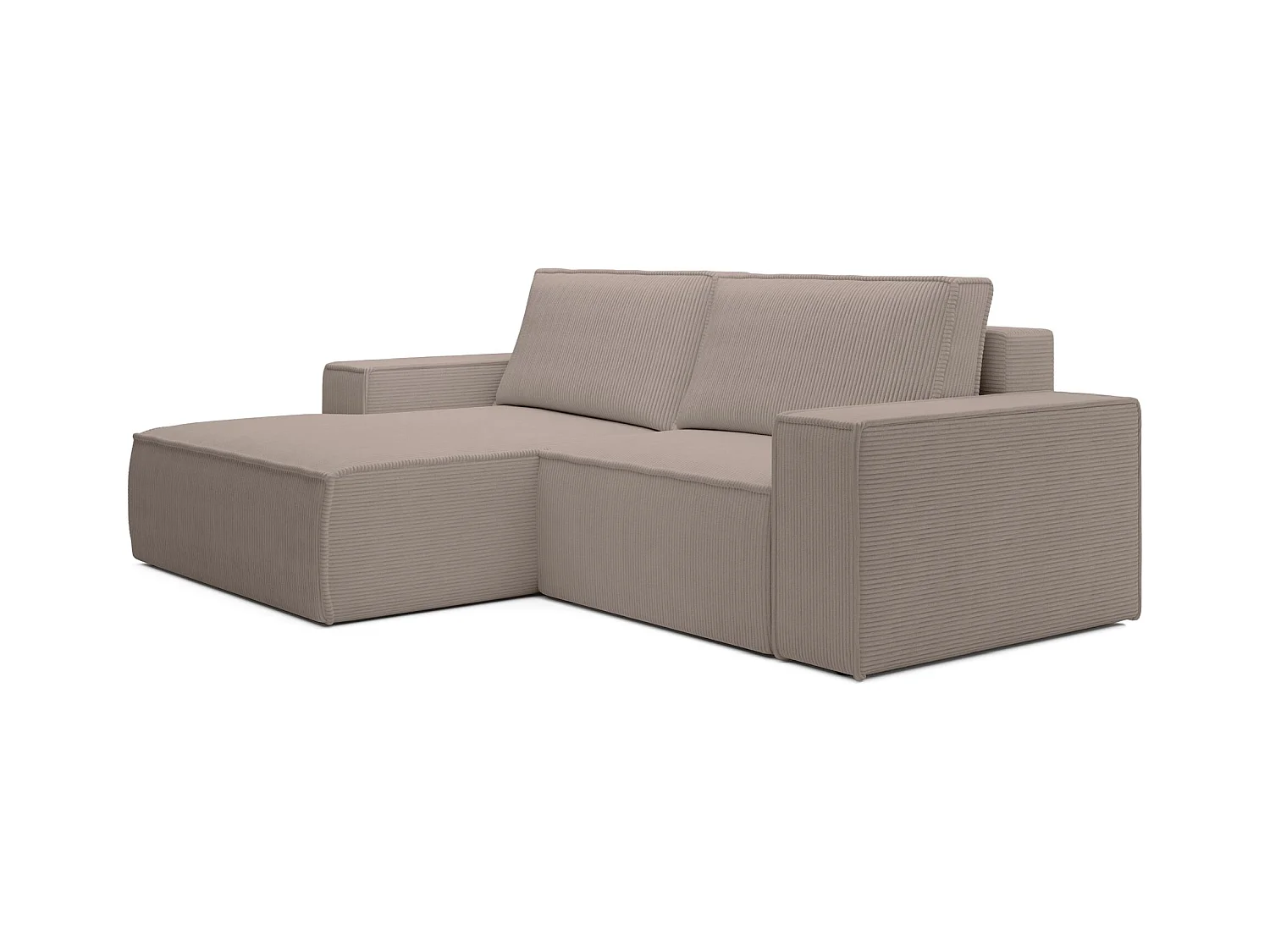 Ecksofa mit Cordbezug – Schlaffunktion und Stauraum – Beige – links – FARESE MINI