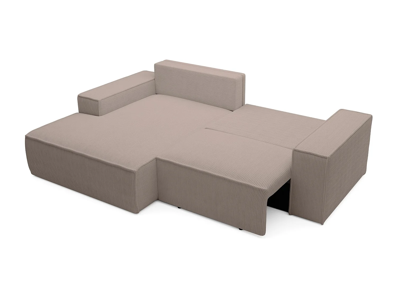 Hoekbank met ribfluweel – slaapfunctie en opbergruimte – beige – links – FARESE MINI