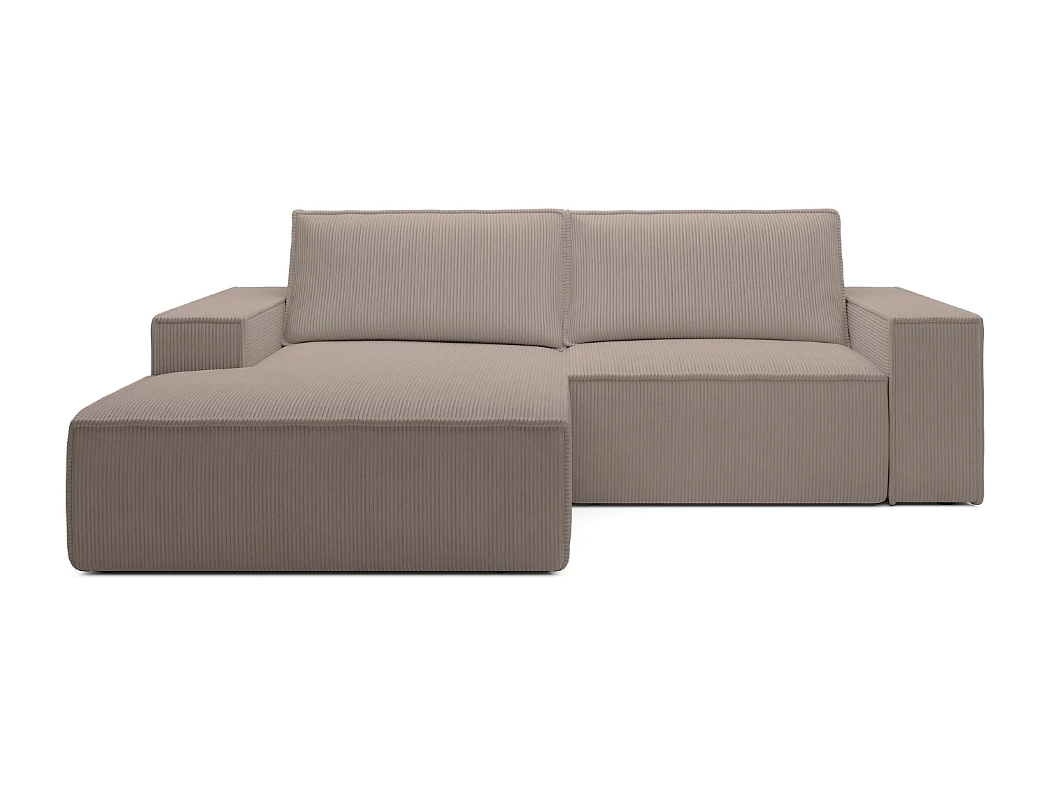 Hoekbank met ribfluweel – slaapfunctie en opbergruimte – beige – links – FARESE MINI