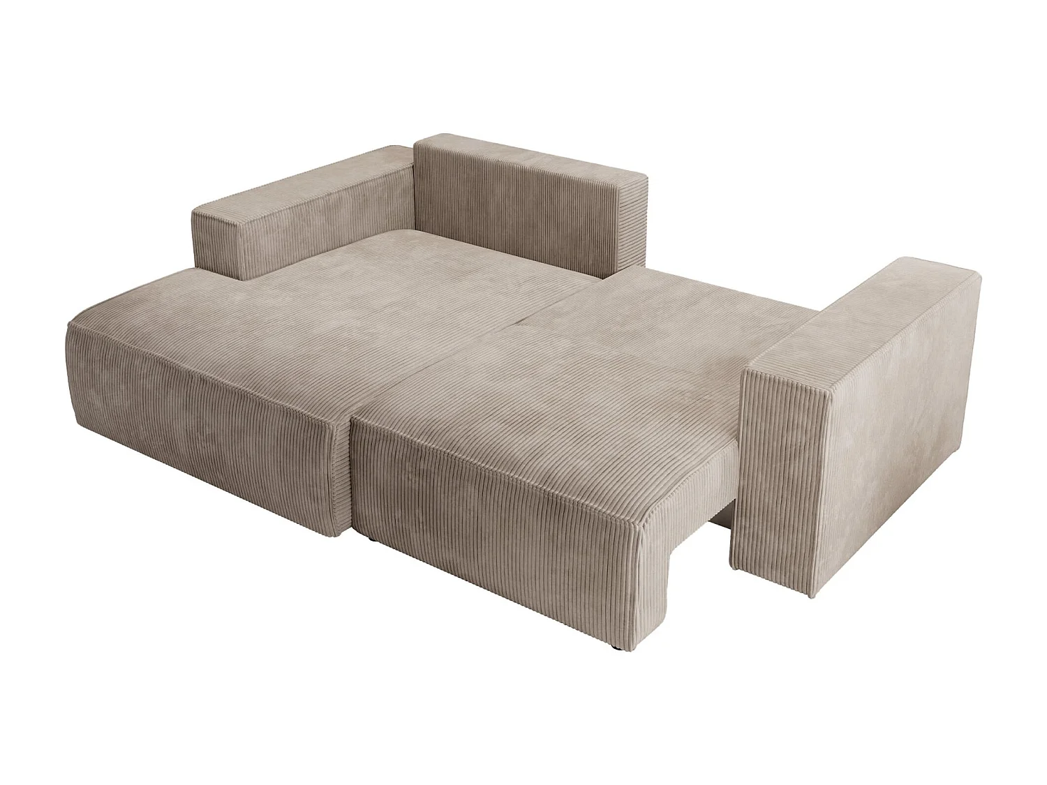 Hoekbank met ribfluweel – slaapfunctie en opbergruimte – beige – links – FARESE MINI