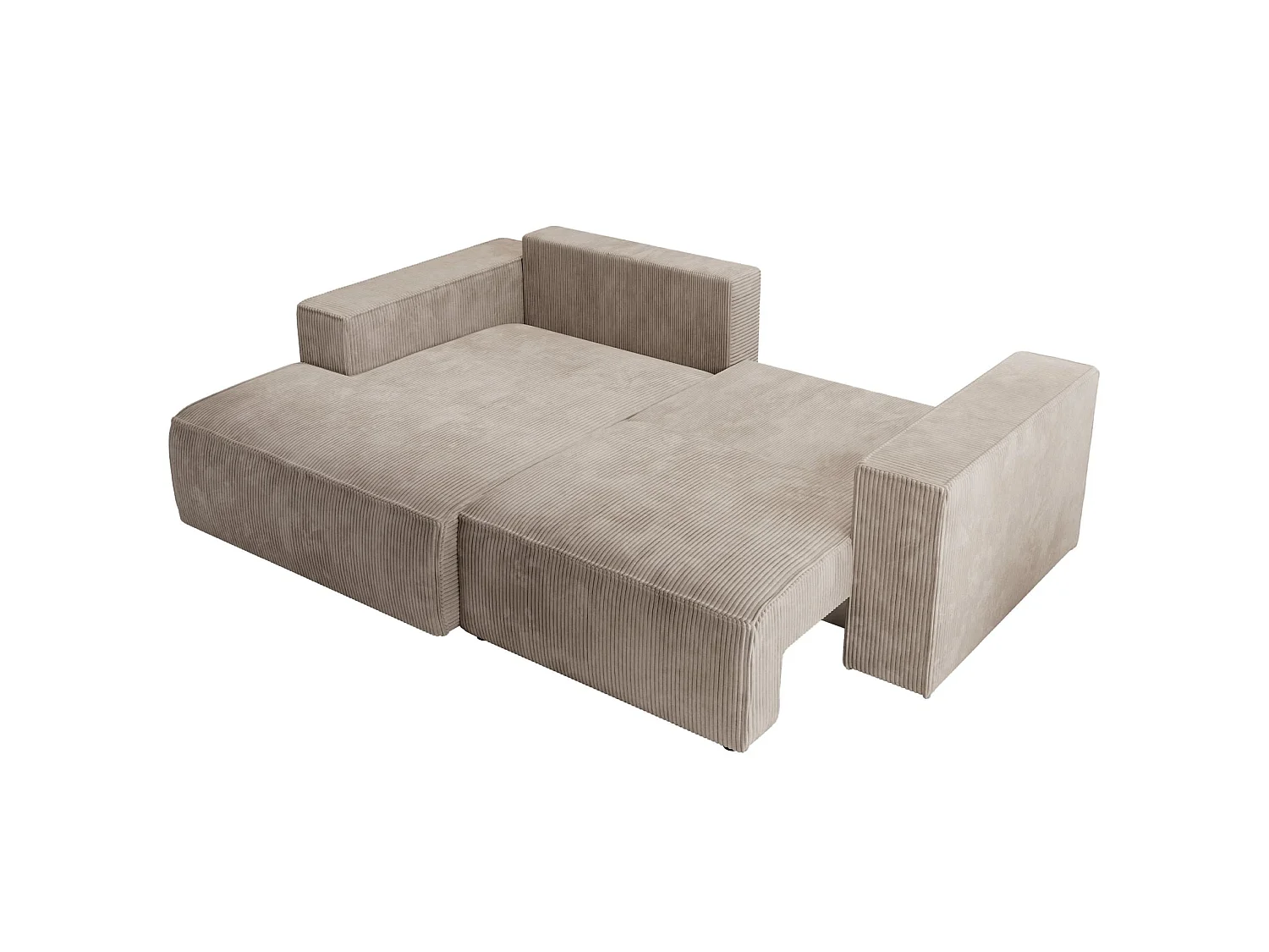 Canapé d’angle convertible – en velours côtelé – beige – gauche – FARESE MINI