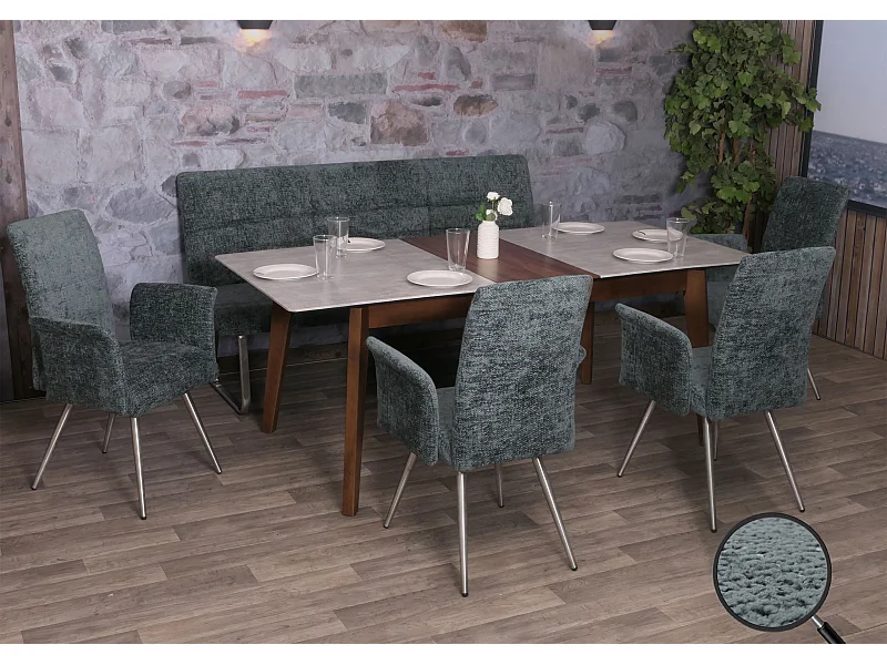 Conjunto de sala de jantar MCW-G55 (5 peças),  azul-verde