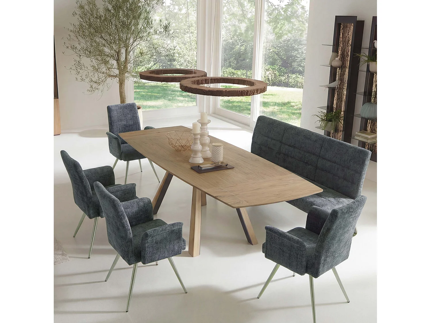 Ensemble de salle à manger MCW-G55 (5 pièces),  bleu-vert