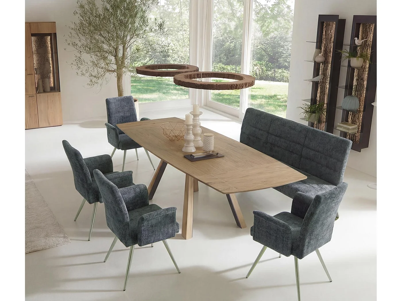 Ensemble de salle à manger MCW-G55 (5 pièces),  bleu-vert