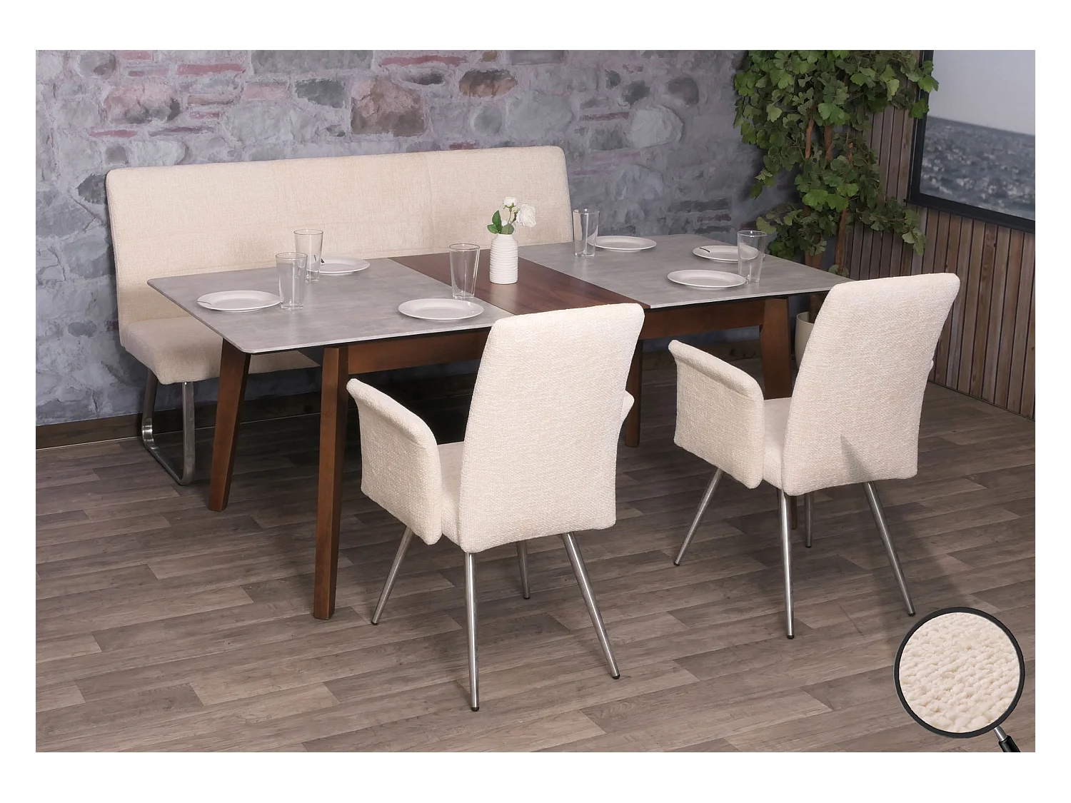 Ensemble de salle à manger MCW-G55 (3 pièces),  crème