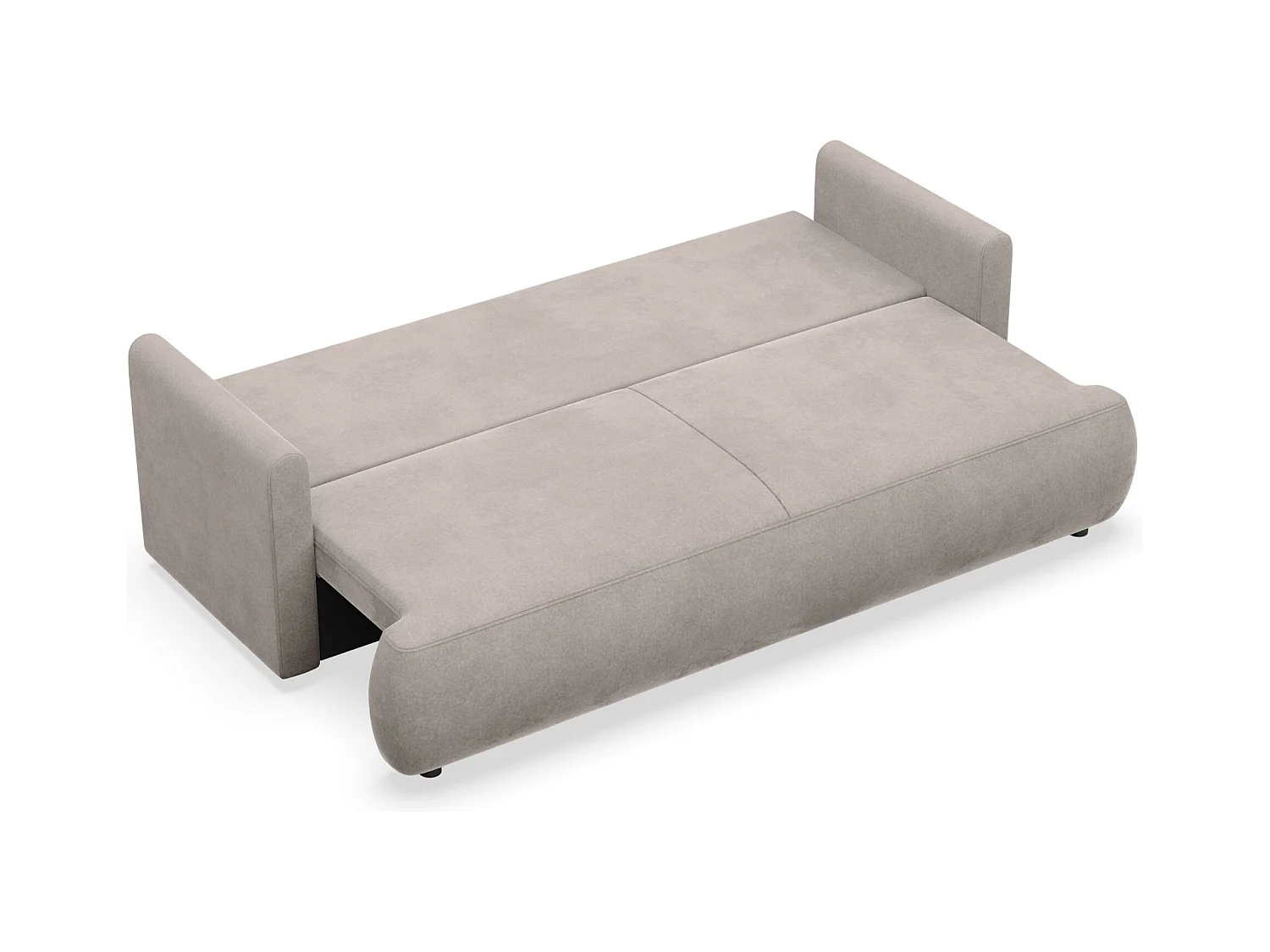 Canapé convertible 3 places – velours Easy-Clean – gris – OVO MINI