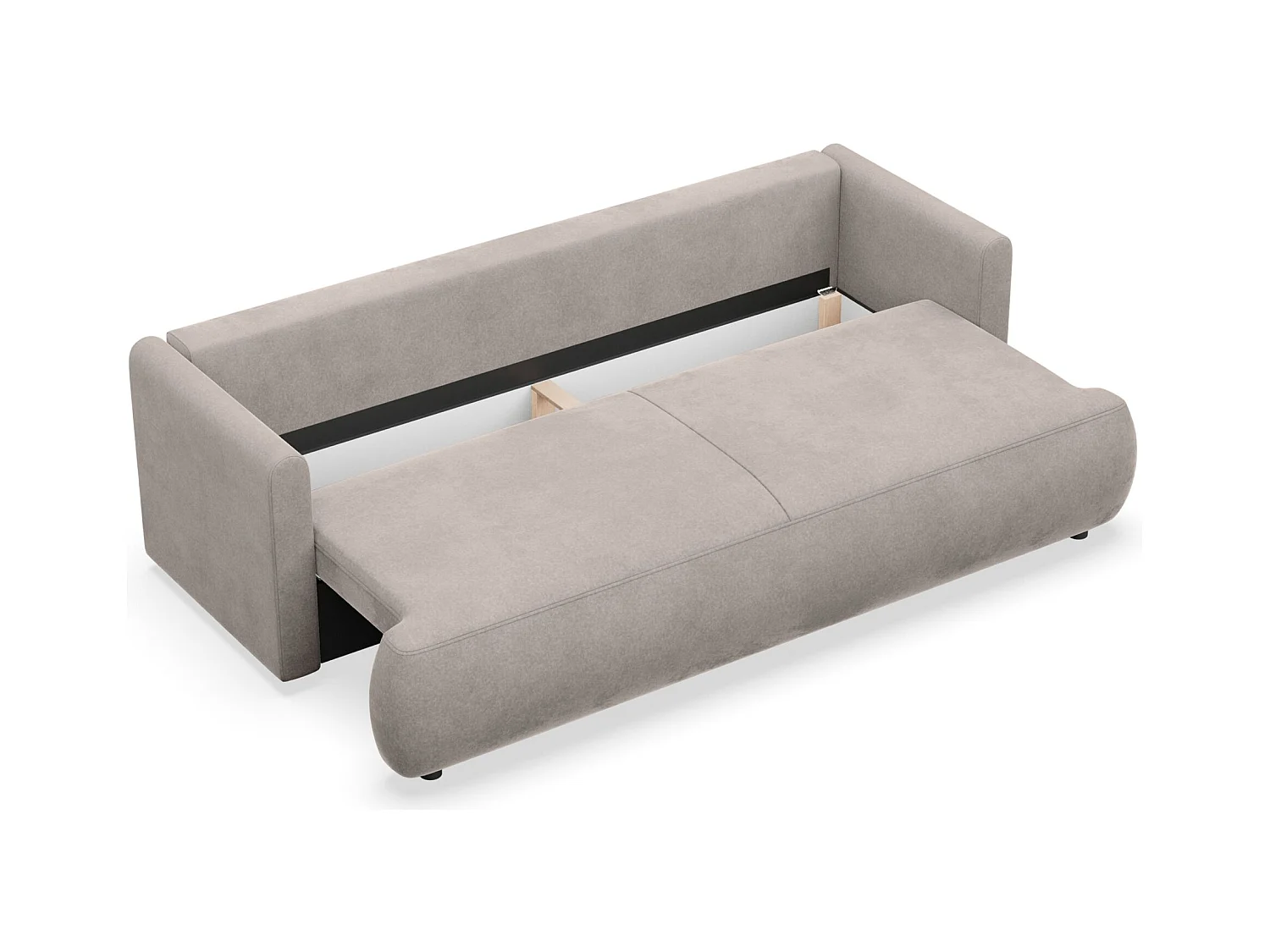 Canapé convertible 3 places – velours Easy-Clean – gris – OVO MINI
