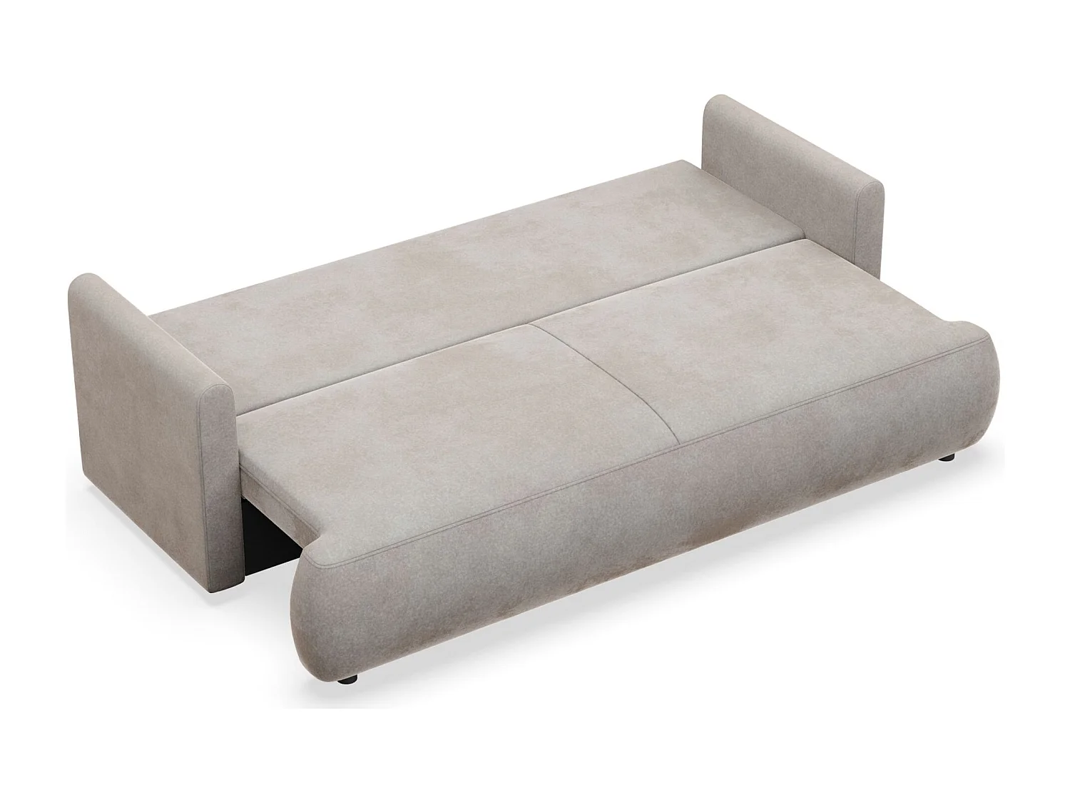 3-Sitzer Schlafsofa mit Bettkasten, Velours Easy-Clean, grau - OVO MINI