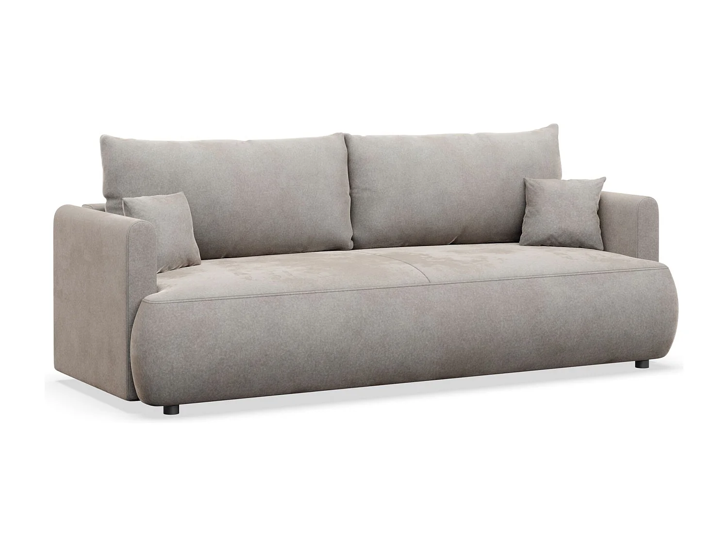 3-Sitzer Schlafsofa mit Bettkasten, Velours Easy-Clean, grau - OVO MINI