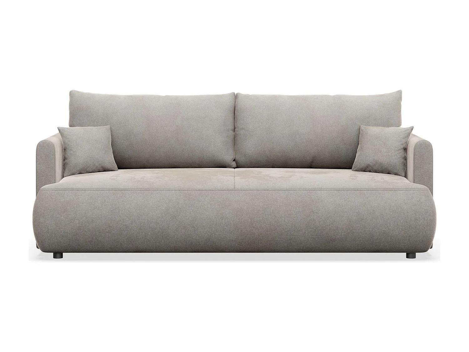 3-Sitzer Schlafsofa mit Bettkasten, Velours Easy-Clean, grau - OVO MINI