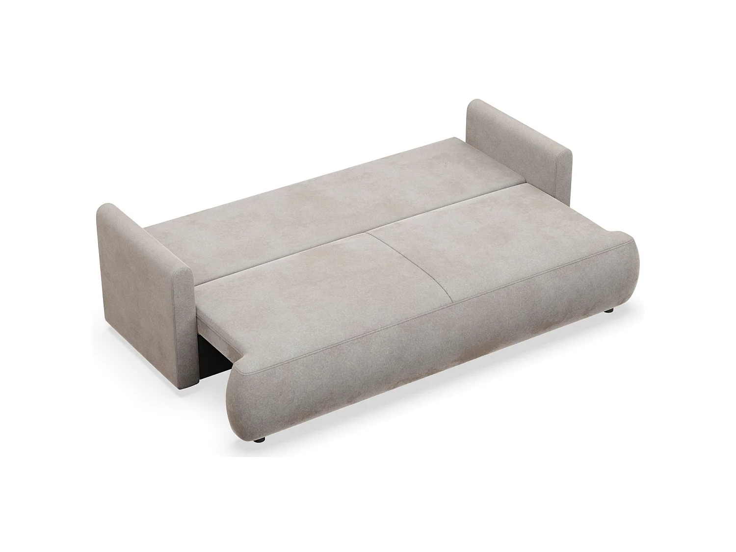 Canapé convertible 3 places – velours Easy-Clean – gris – OVO MINI