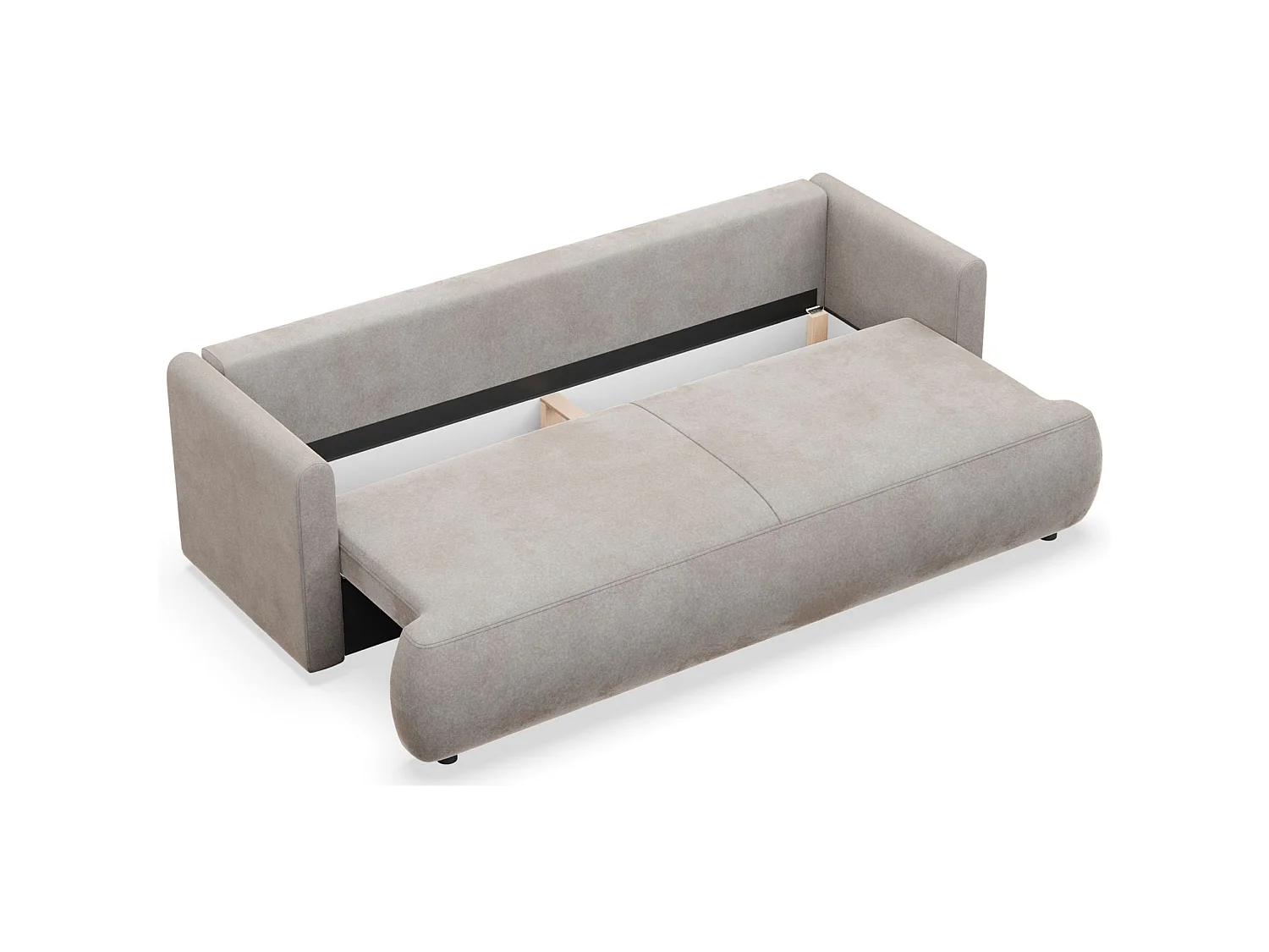 Canapé convertible 3 places – velours Easy-Clean – gris – OVO MINI