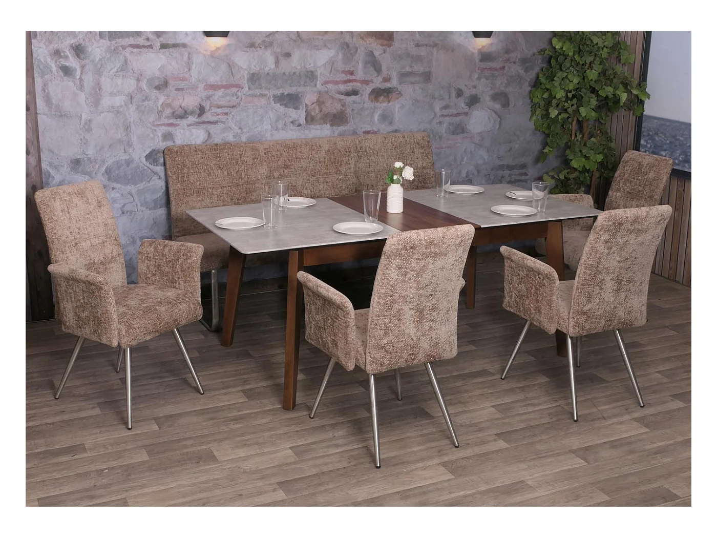 Conjunto de sala de jantar MCW-G55 (5 peças),  castanho