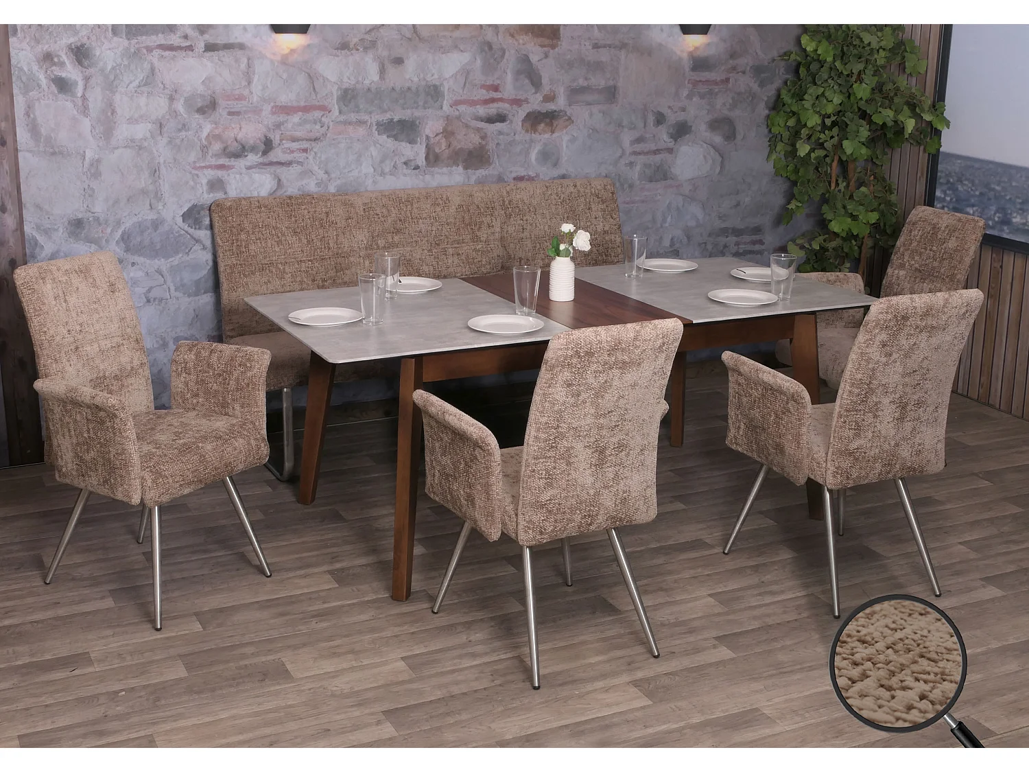 Conjunto de sala de jantar MCW-G55 (5 peças),  castanho