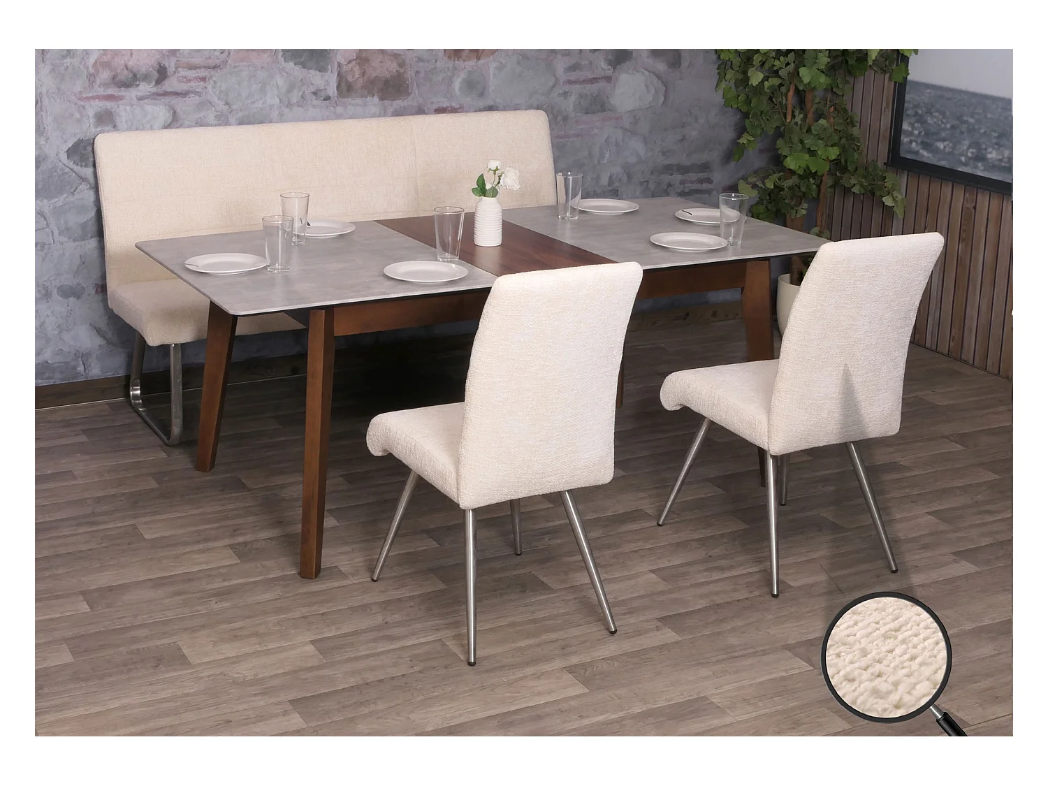 Ensemble de salle à manger MCW-G55 (3 pièces),  crème