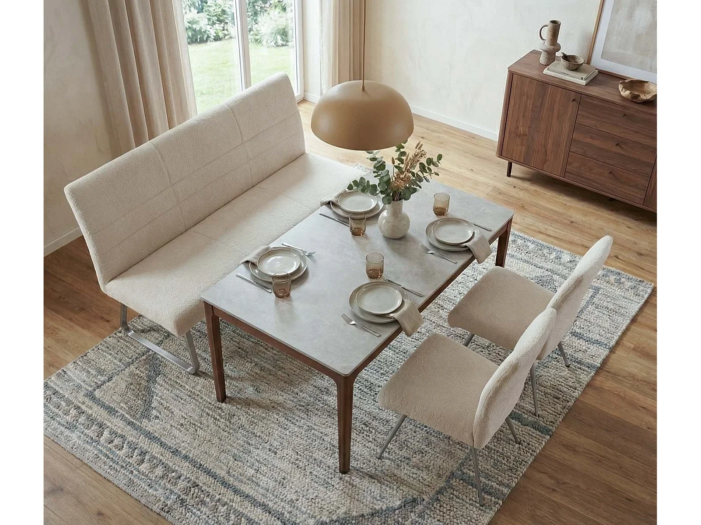 Ensemble de salle à manger MCW-G55 (3 pièces),  crème