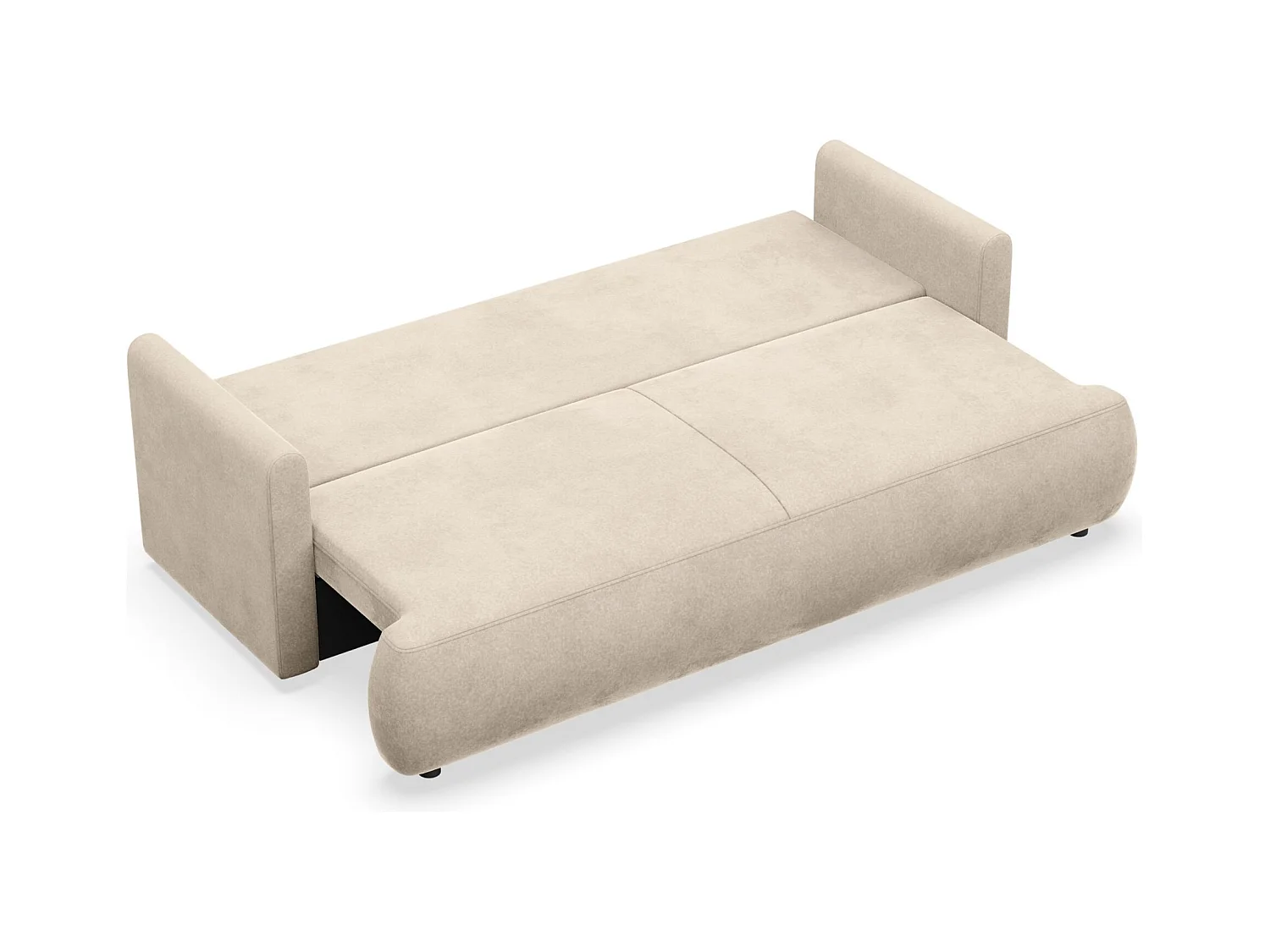 Canapé convertible 3 places – velours Easy-Clean – beige clair – OVO MINI