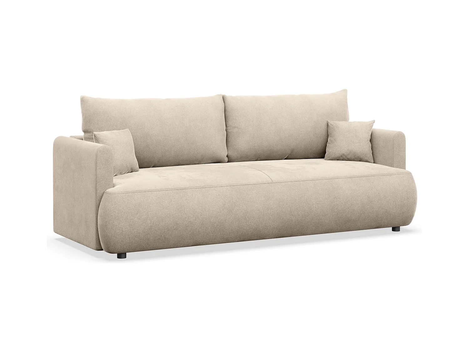 Canapé convertible 3 places – velours Easy-Clean – beige clair – OVO MINI