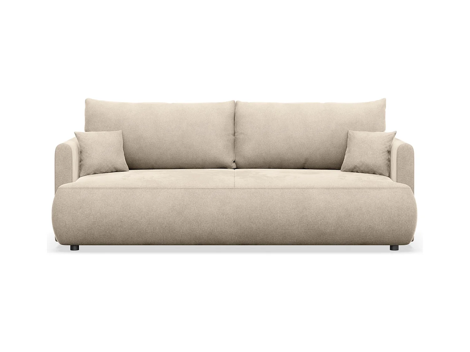 Canapé convertible 3 places – velours Easy-Clean – beige clair – OVO MINI