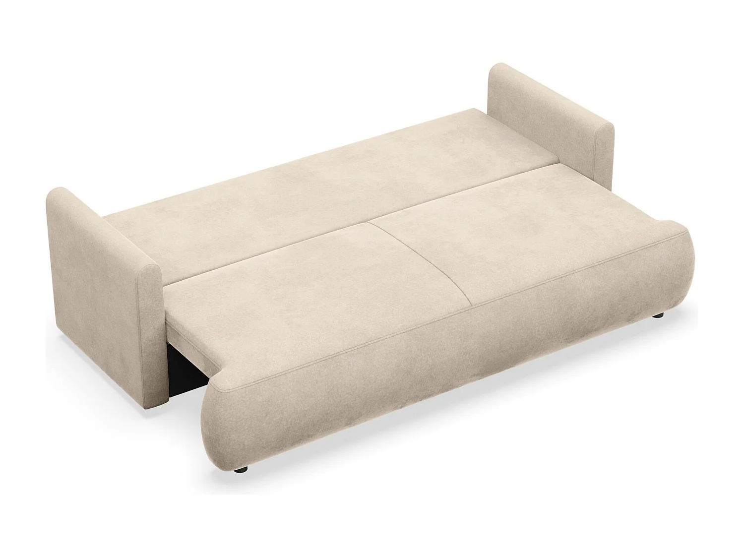 Canapé convertible 3 places – velours Easy-Clean – beige clair – OVO MINI