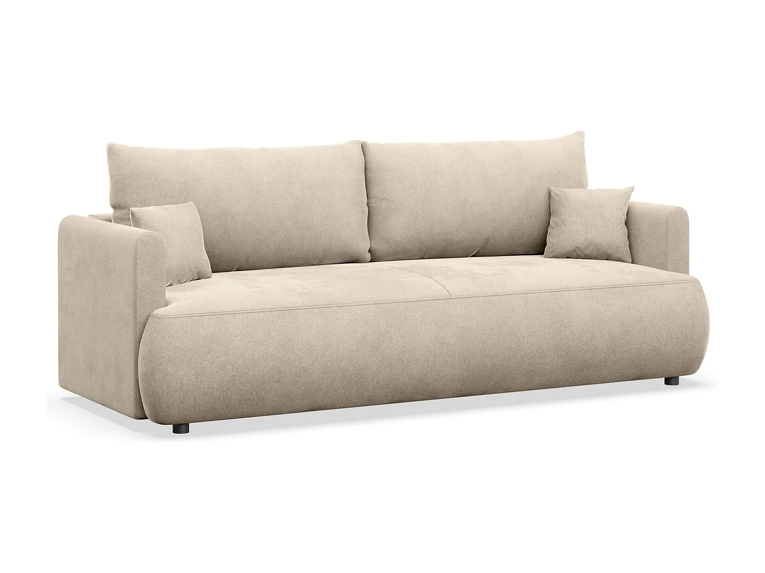 Canapé convertible 3 places – velours Easy-Clean – beige clair – OVO MINI