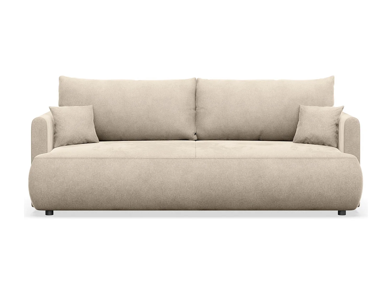 Canapé convertible 3 places – velours Easy-Clean – beige clair – OVO MINI